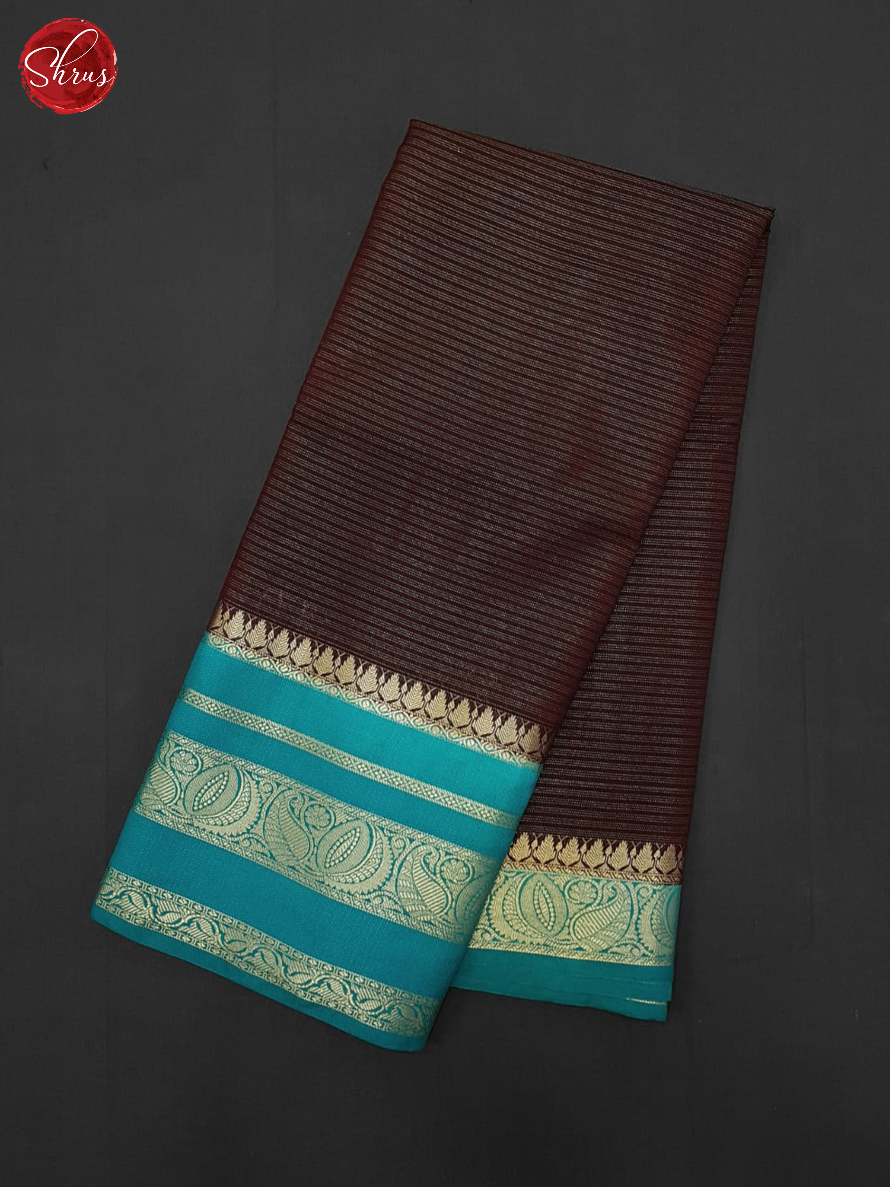 Brown & Blue - Semi Dupion Saree - Shop on ShrusEternity.com