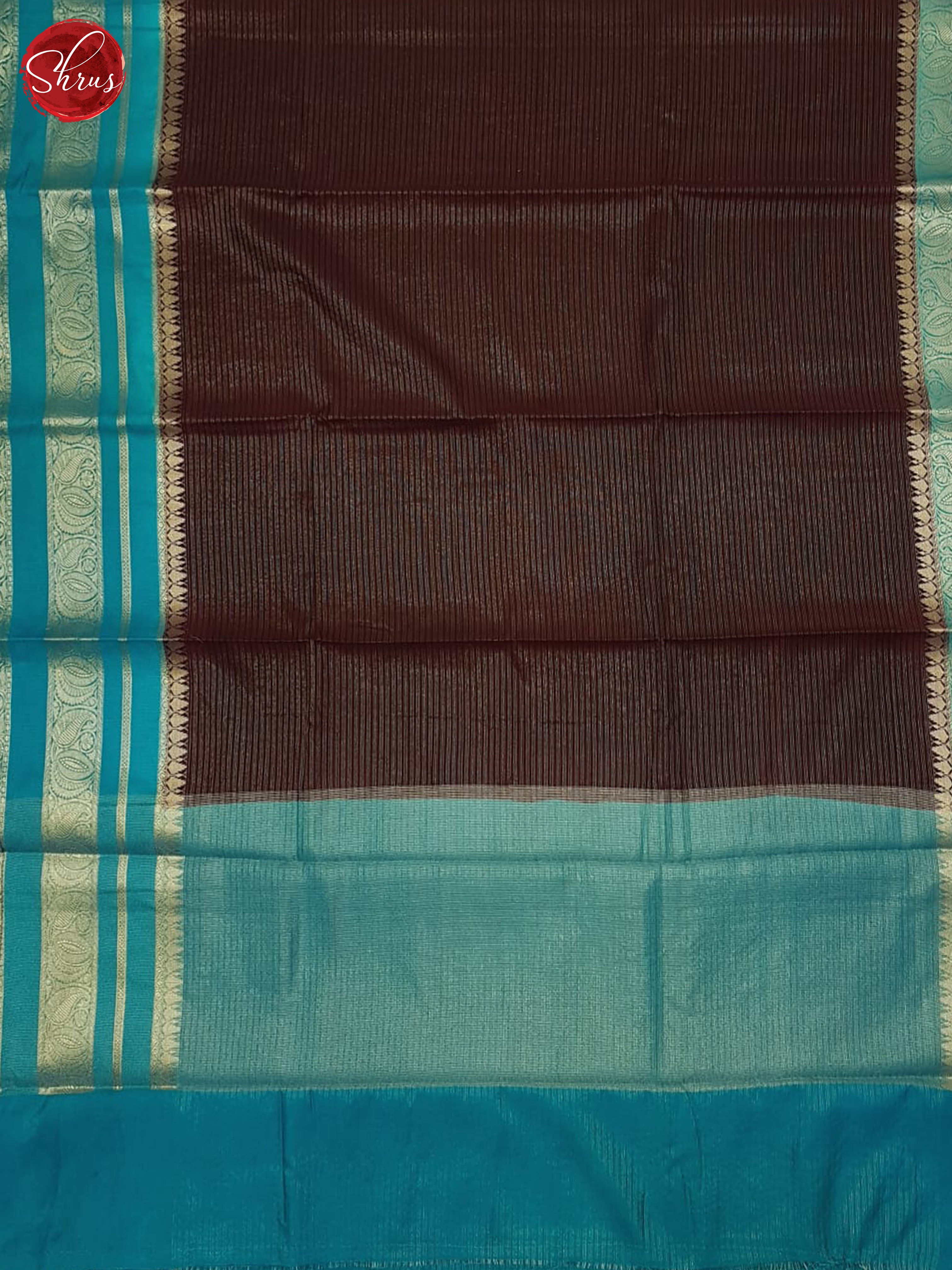 Brown & Blue - Semi Dupion Saree - Shop on ShrusEternity.com