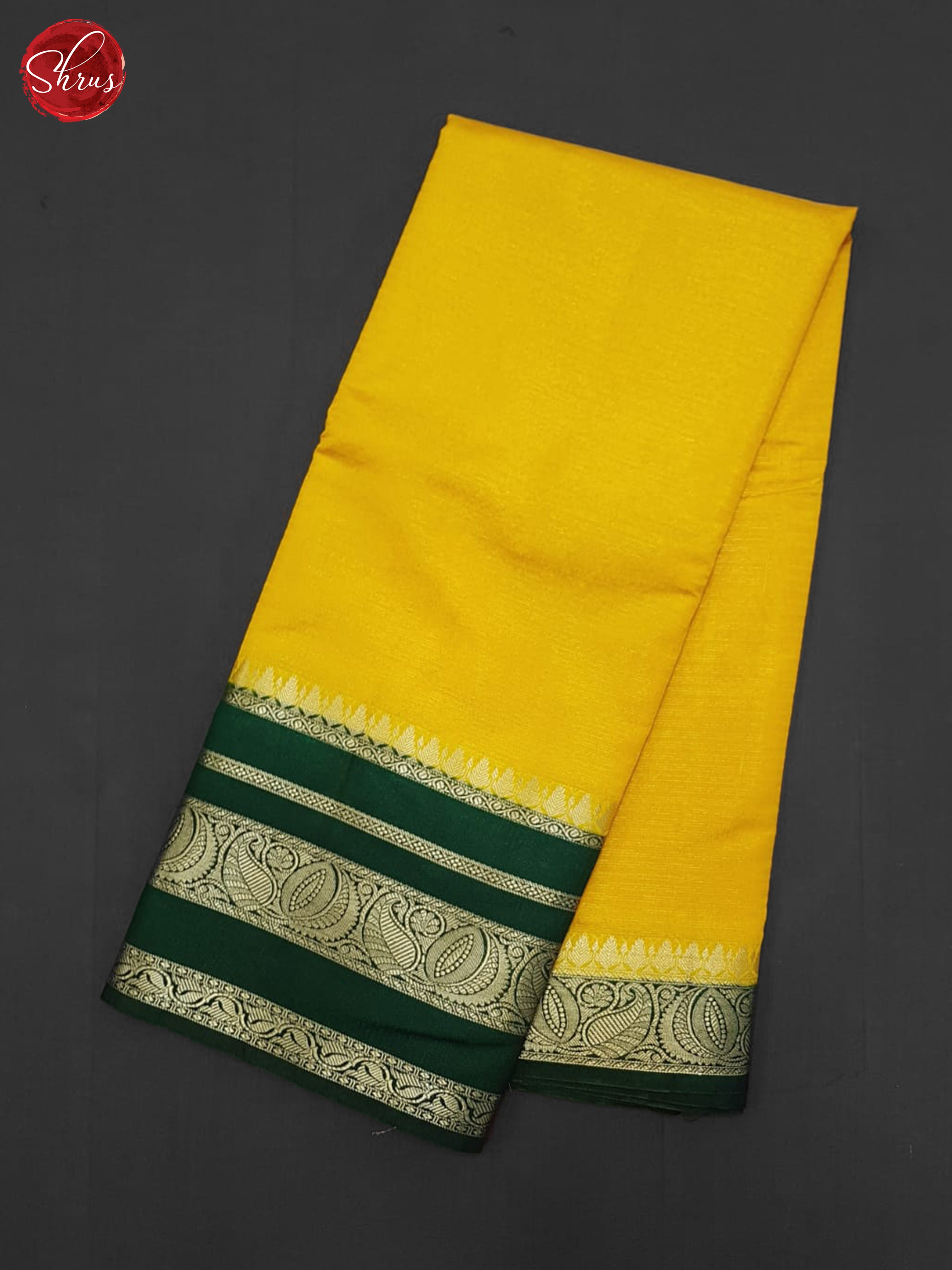 Yellow & Green - Semi Dupion Saree - Shop on ShrusEternity.com