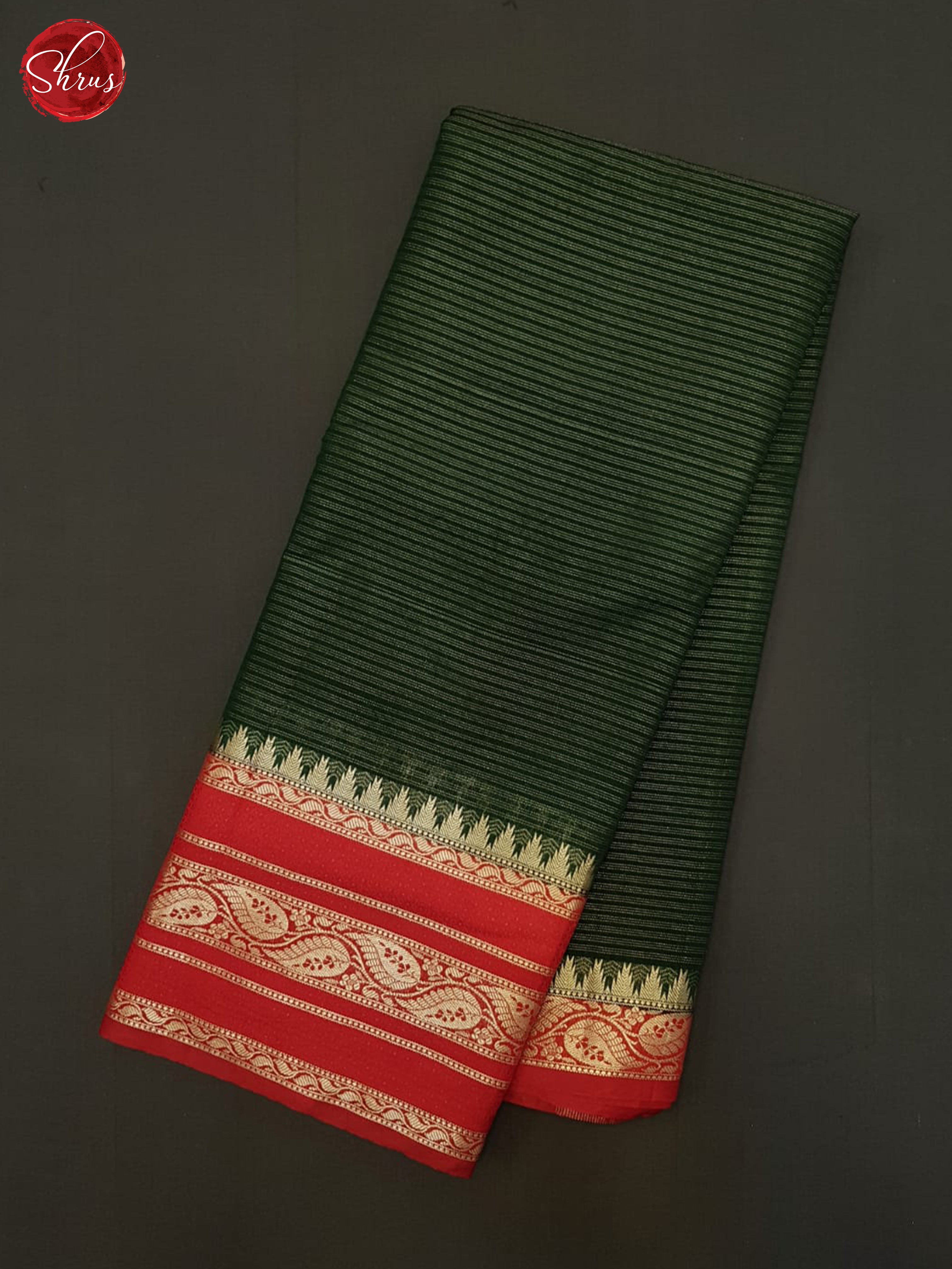 Green & Red- Semi Dupion Saree - Shop on ShrusEternity.com