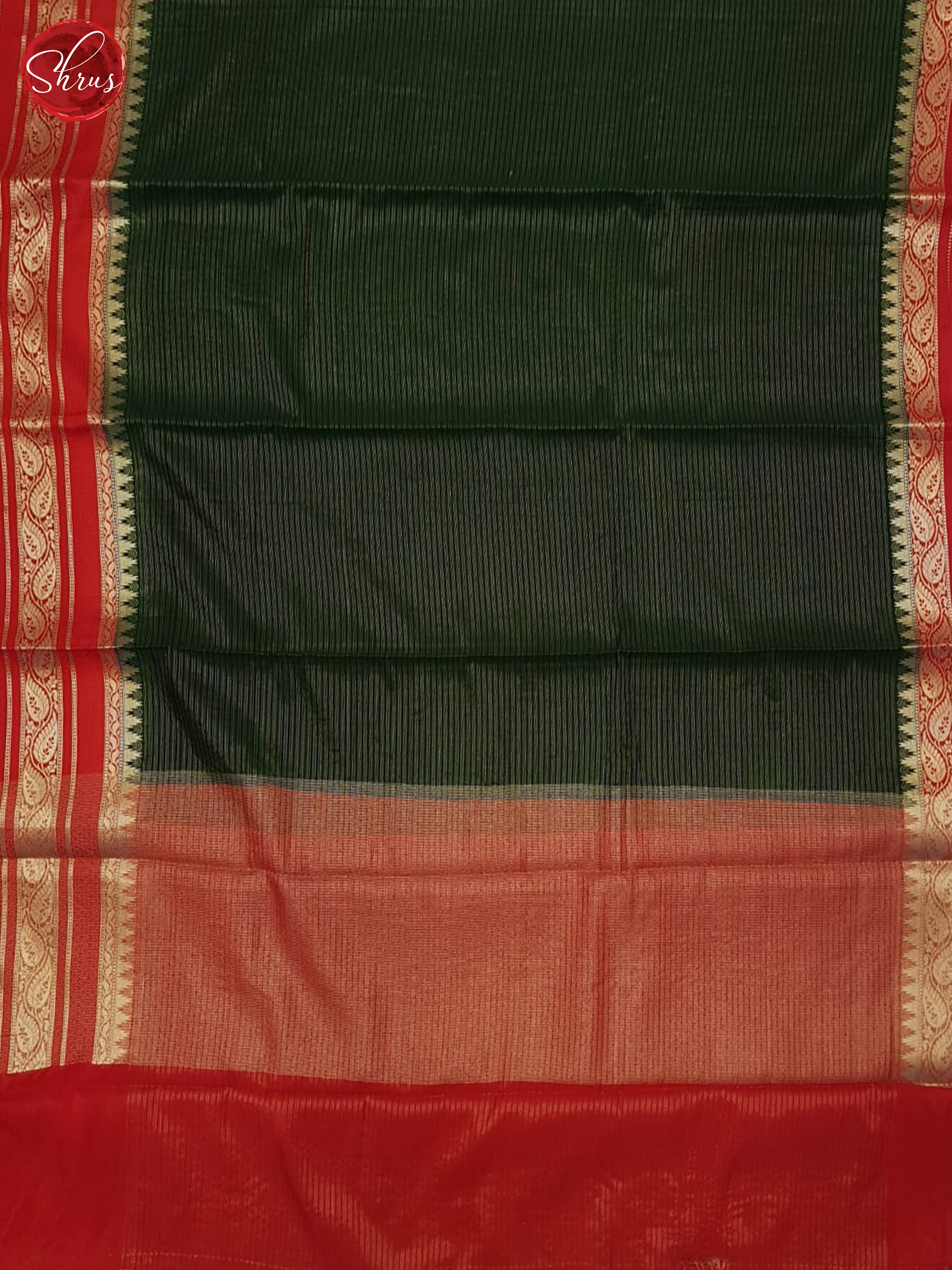 Green & Red- Semi Dupion Saree - Shop on ShrusEternity.com