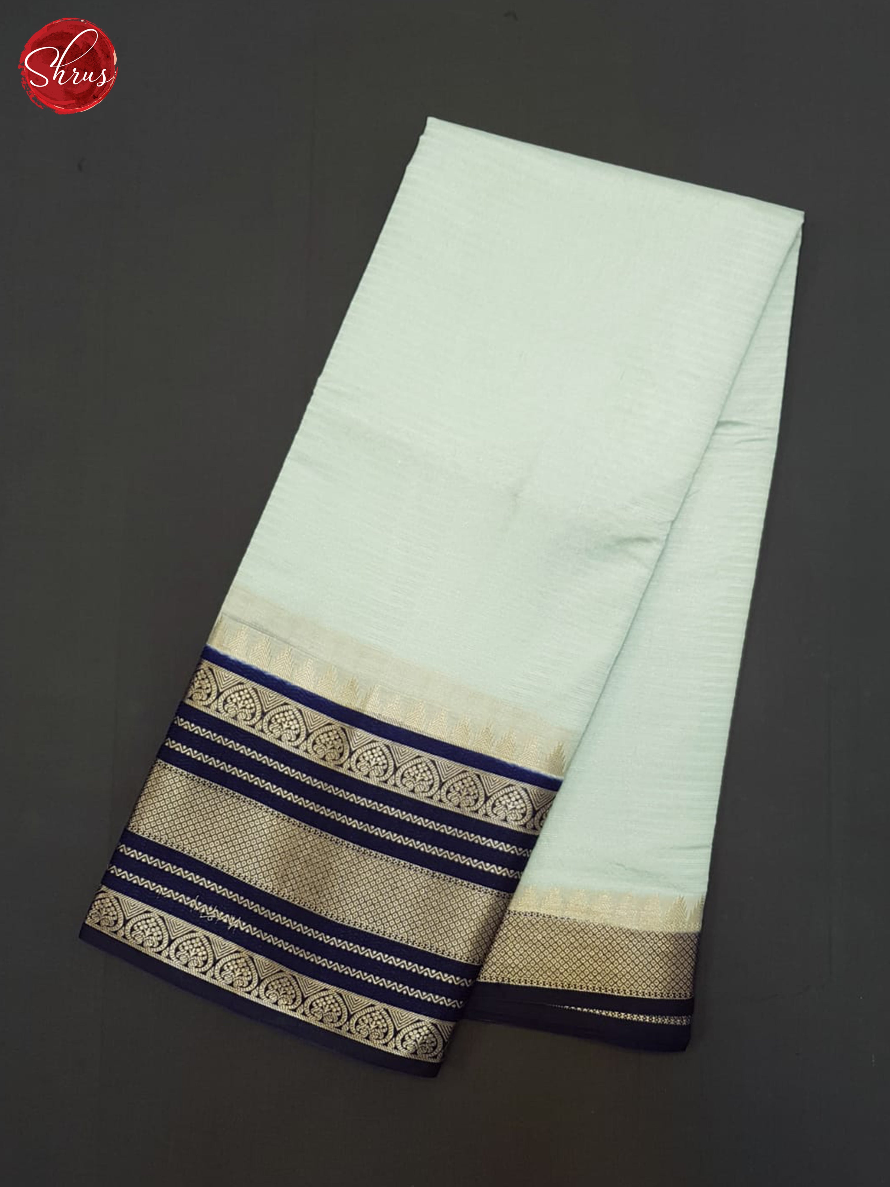 Ice Blue & Blue - Semi Dupion Saree - Shop on ShrusEternity.com