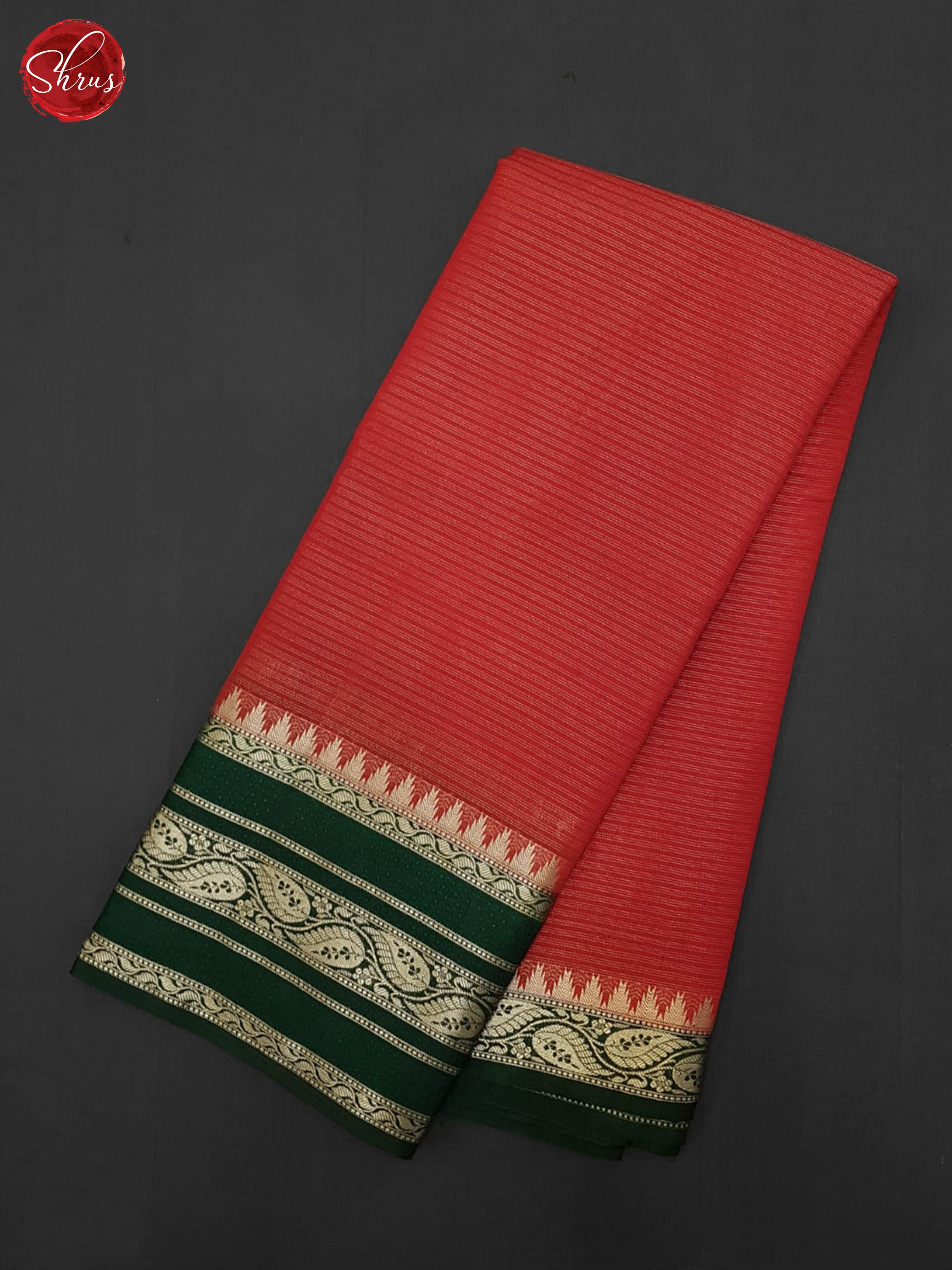 Red & Green- Semi Dupion Saree - Shop on ShrusEternity.com