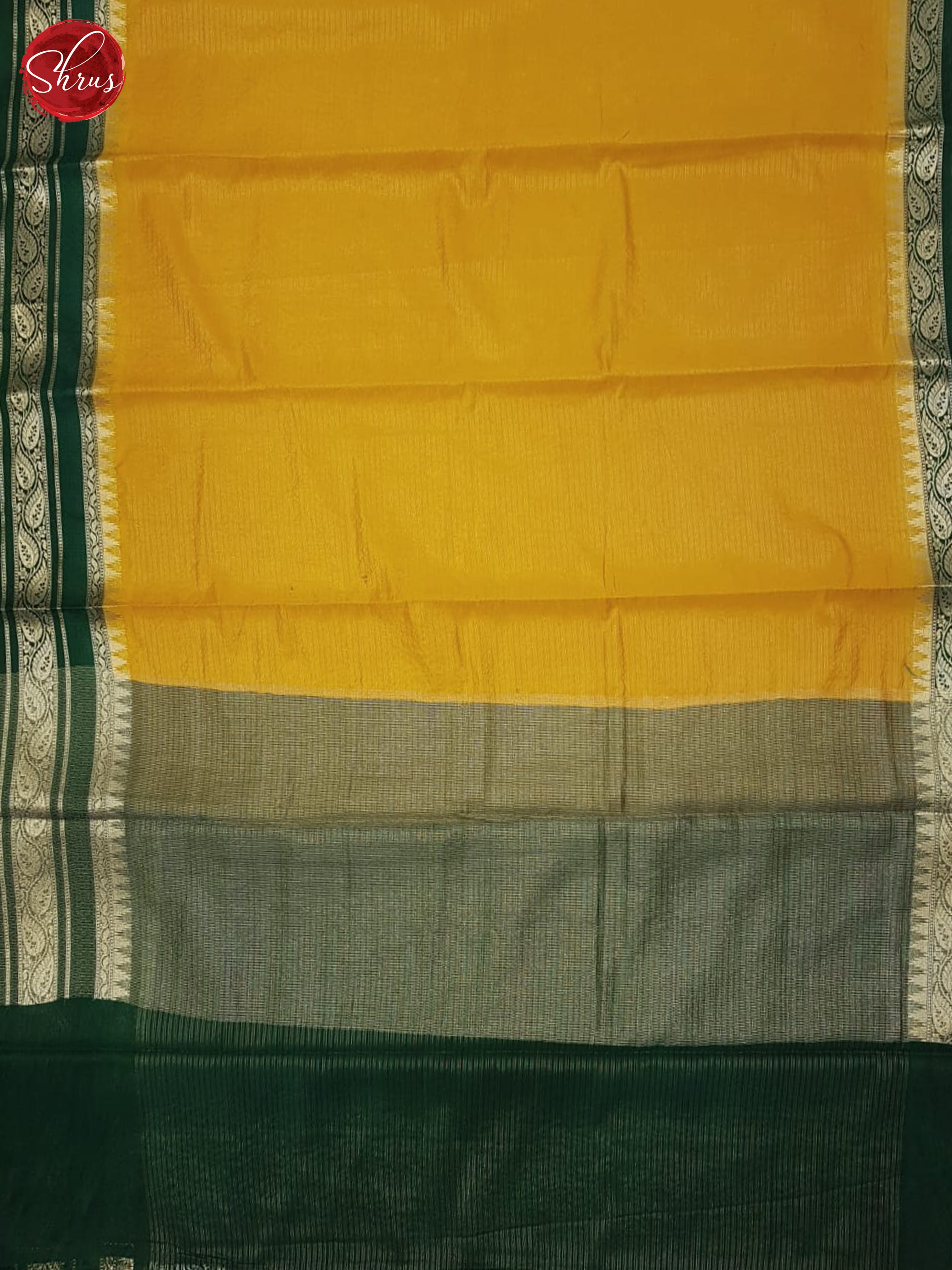 Yellow & Green - Semi Dupion Saree - Shop on ShrusEternity.com