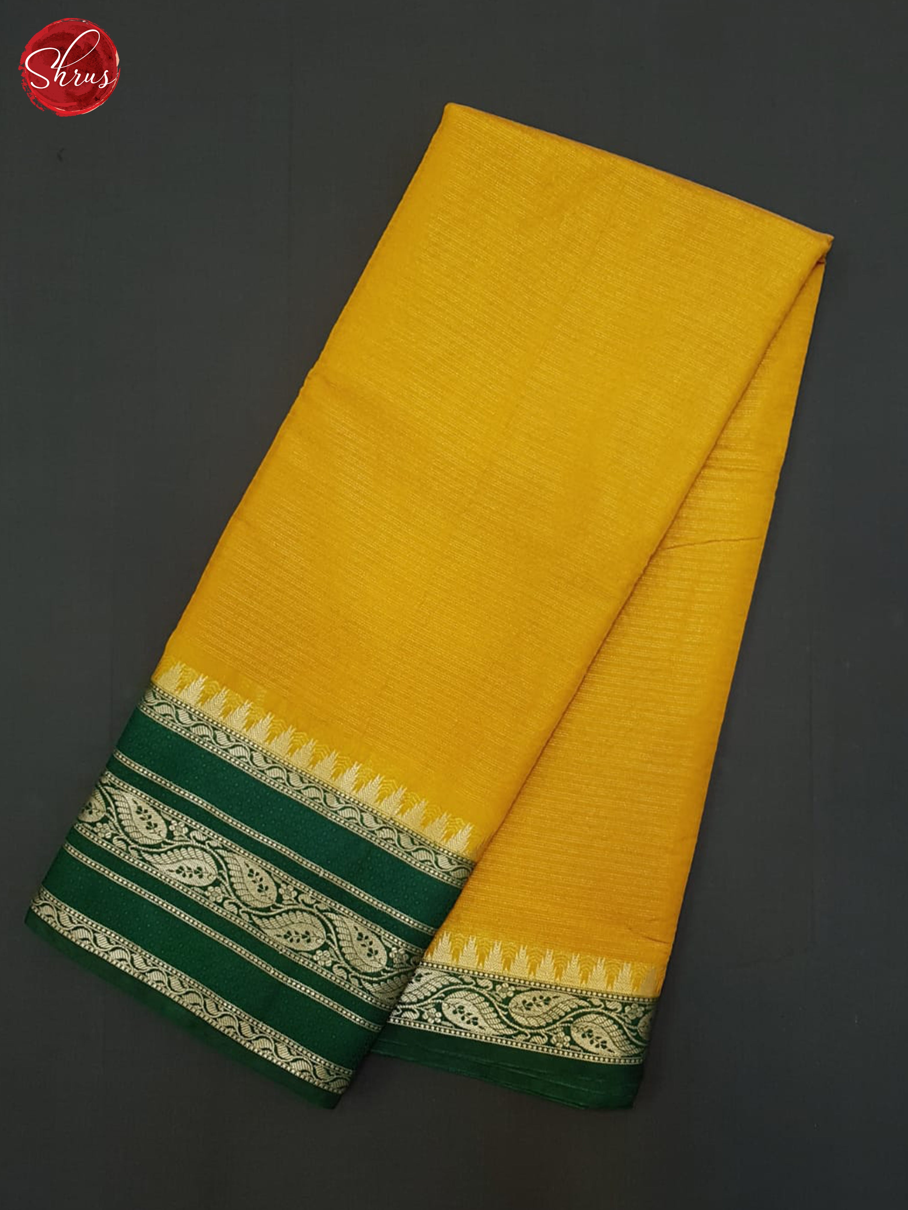 Yellow & Green - Semi Dupion Saree - Shop on ShrusEternity.com