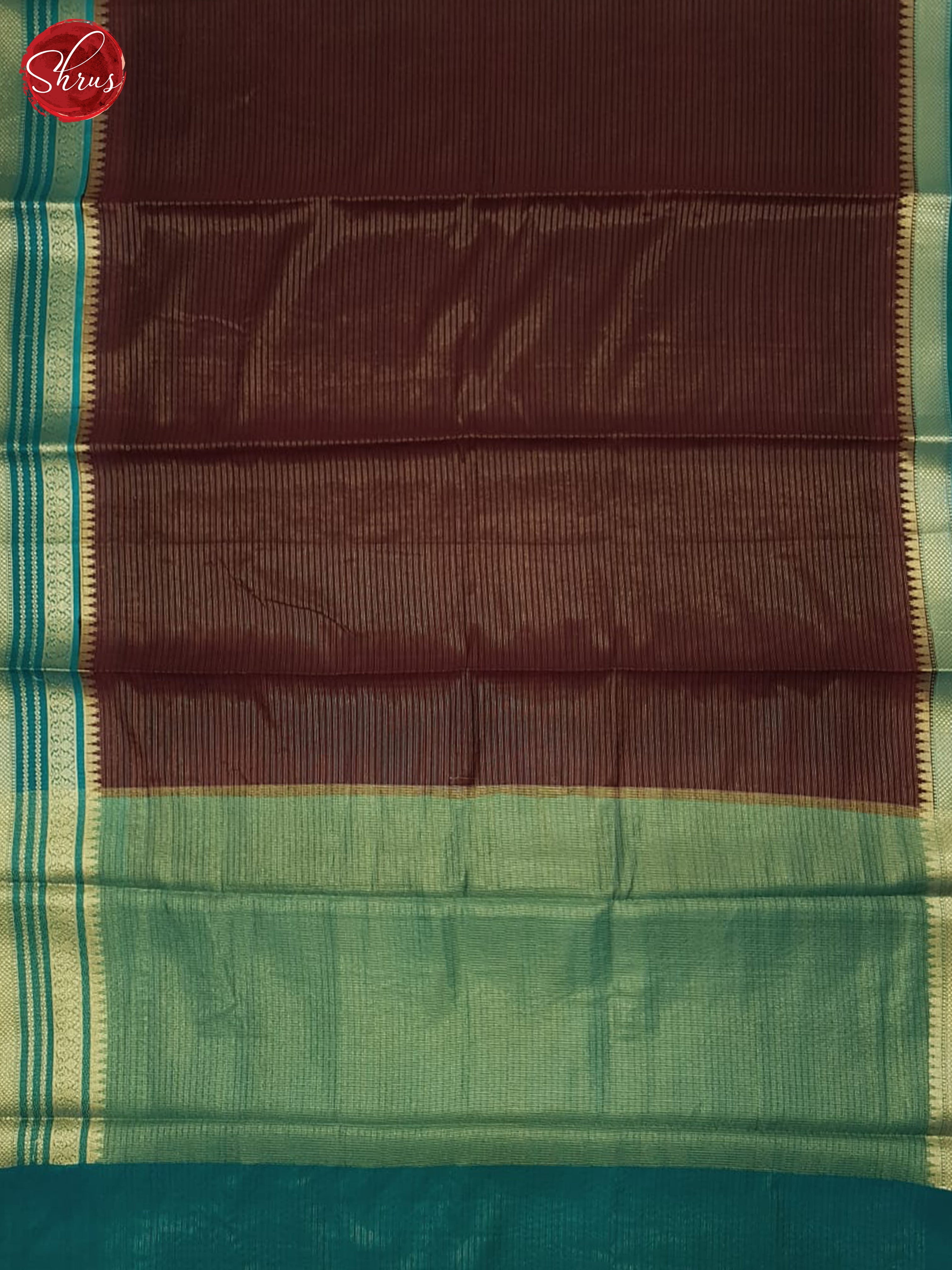 Brown & Blue - Semi Dupion Saree - Shop on ShrusEternity.com