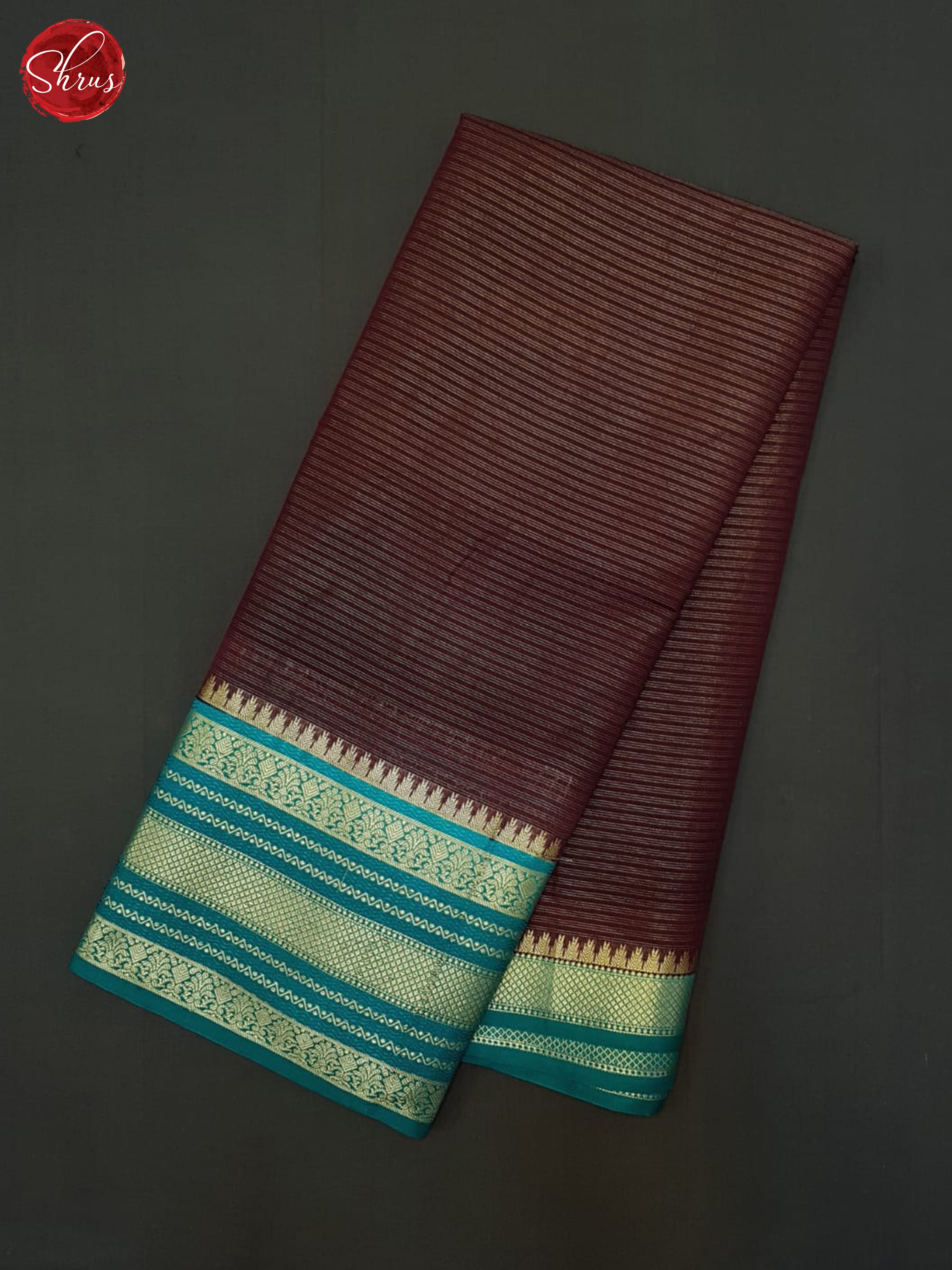 Brown & Blue - Semi Dupion Saree - Shop on ShrusEternity.com