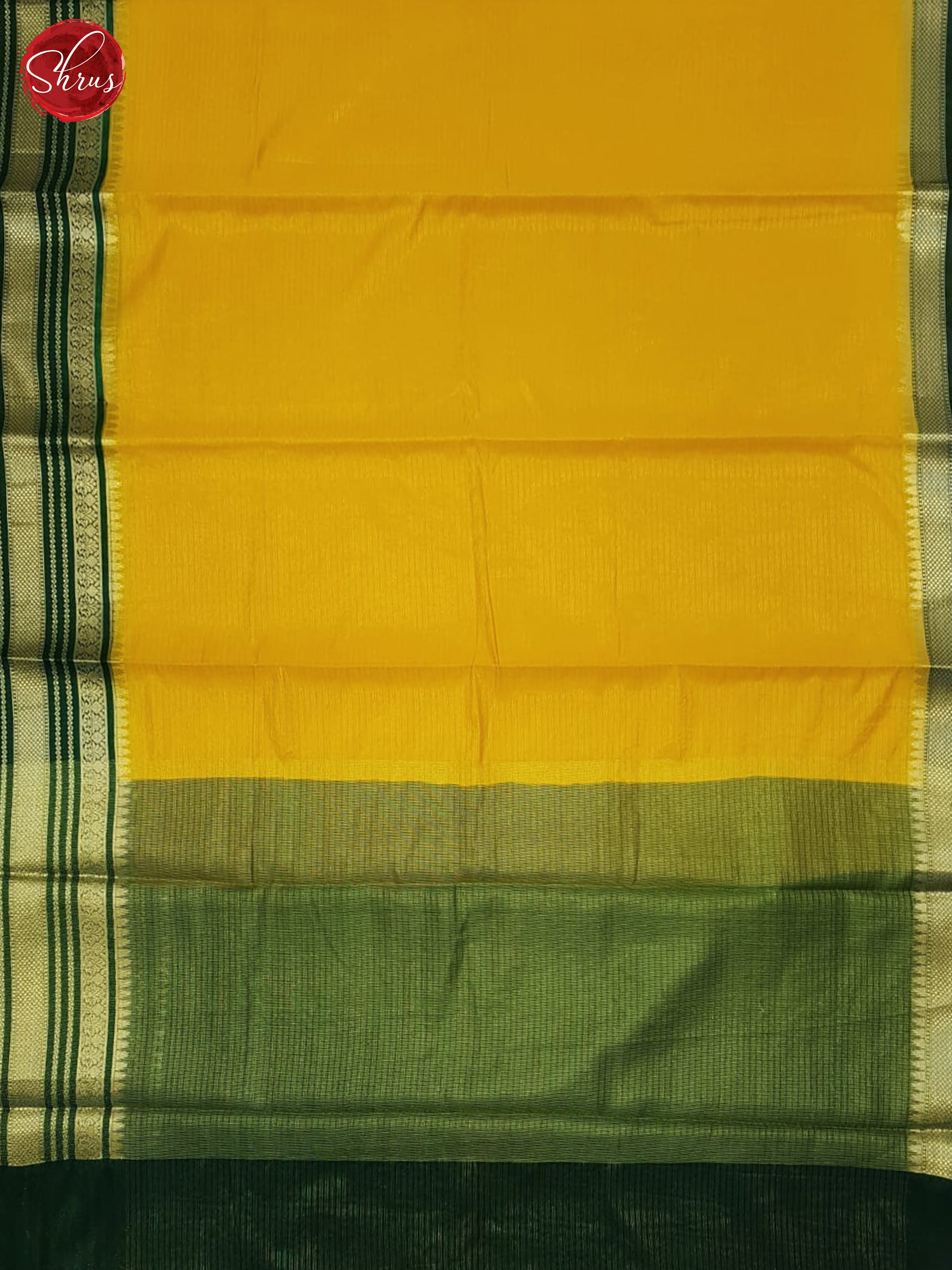 Yellow & Green - Semi Dupion Saree - Shop on ShrusEternity.com