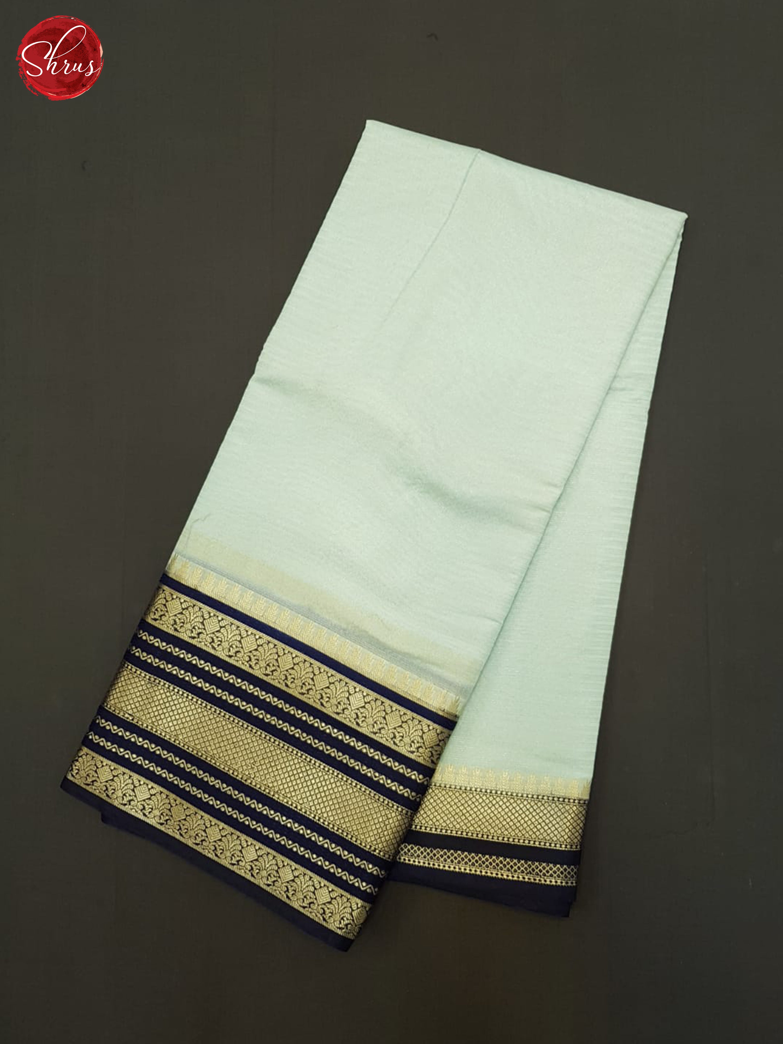 Ice Blue & Blue - Semi Dupion Saree - Shop on ShrusEternity.com