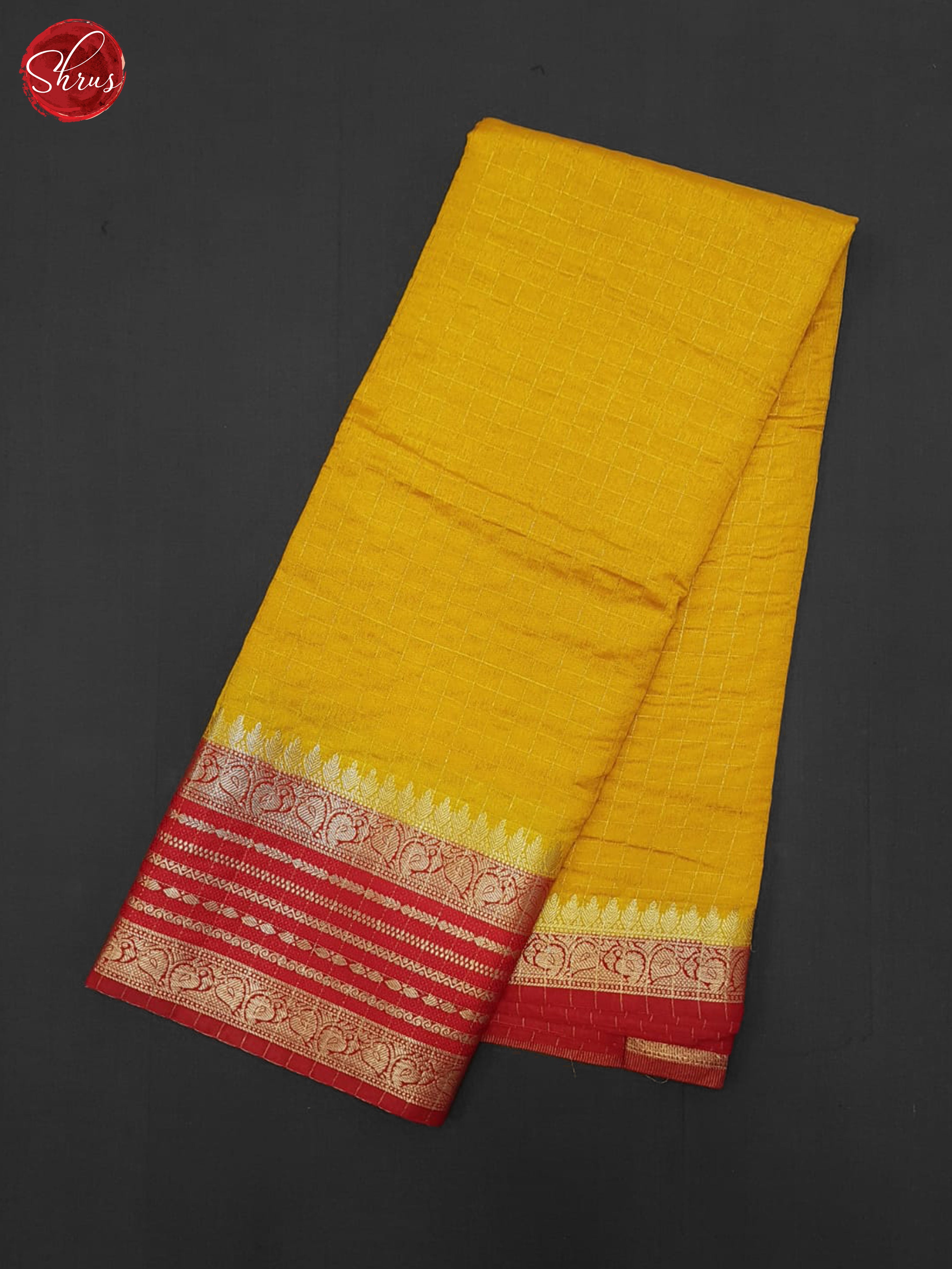 Yellow & Red - Semi Dupion Saree - Shop on ShrusEternity.com