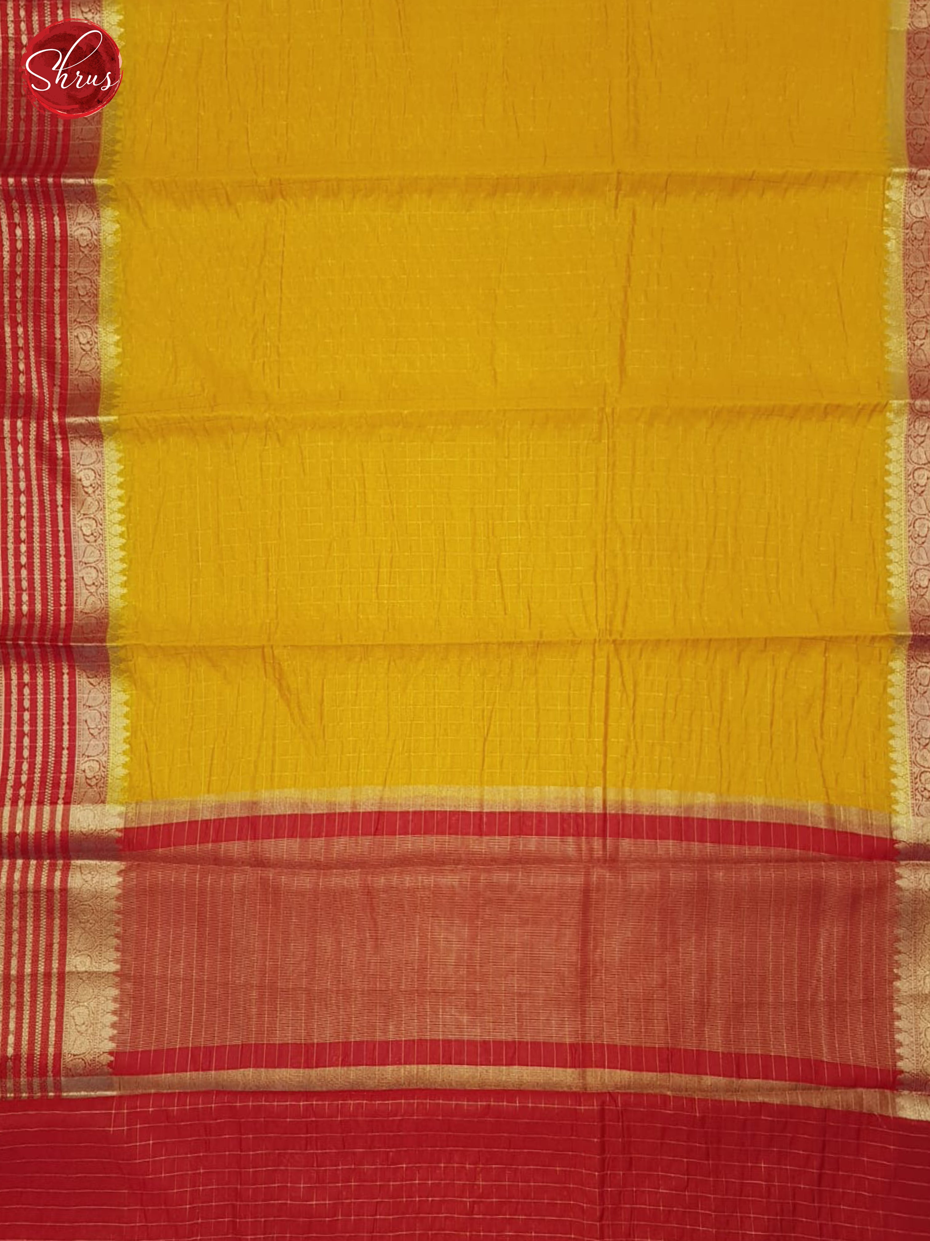 Yellow & Red - Semi Dupion Saree - Shop on ShrusEternity.com