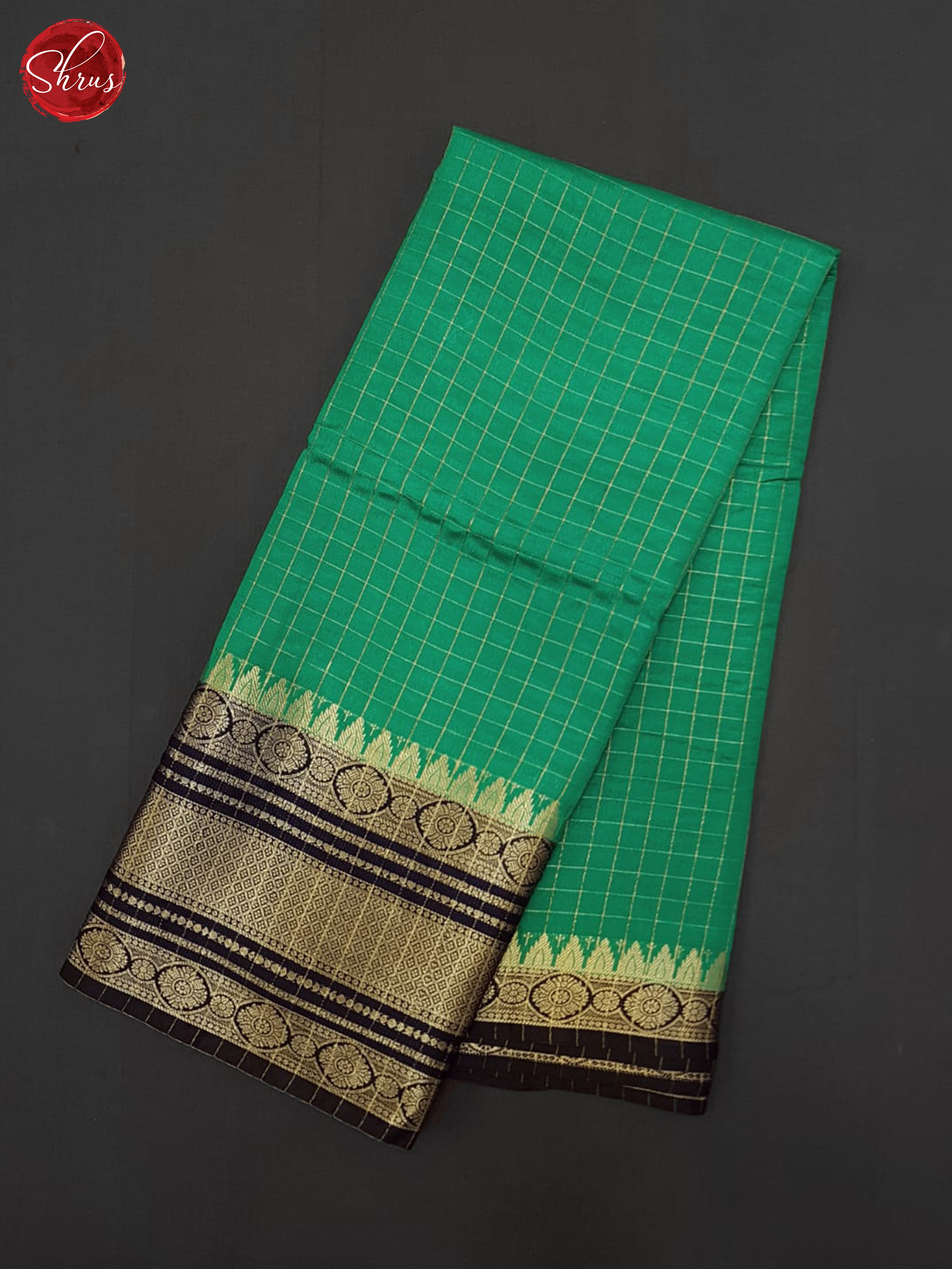 Green & Blue- Semi Dupion Saree - Shop on ShrusEternity.com