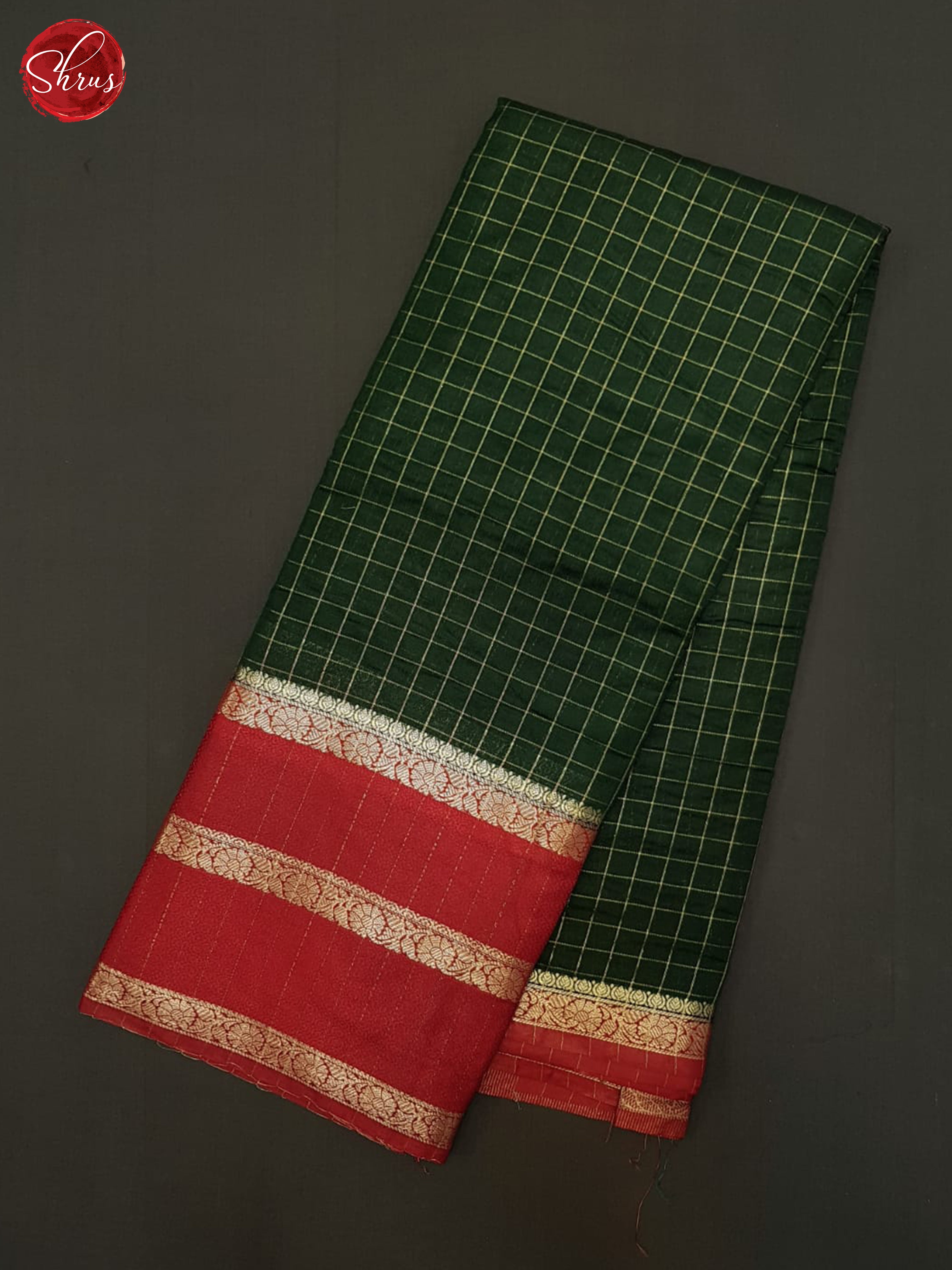 Green & Red- Semi Dupion Saree - Shop on ShrusEternity.com