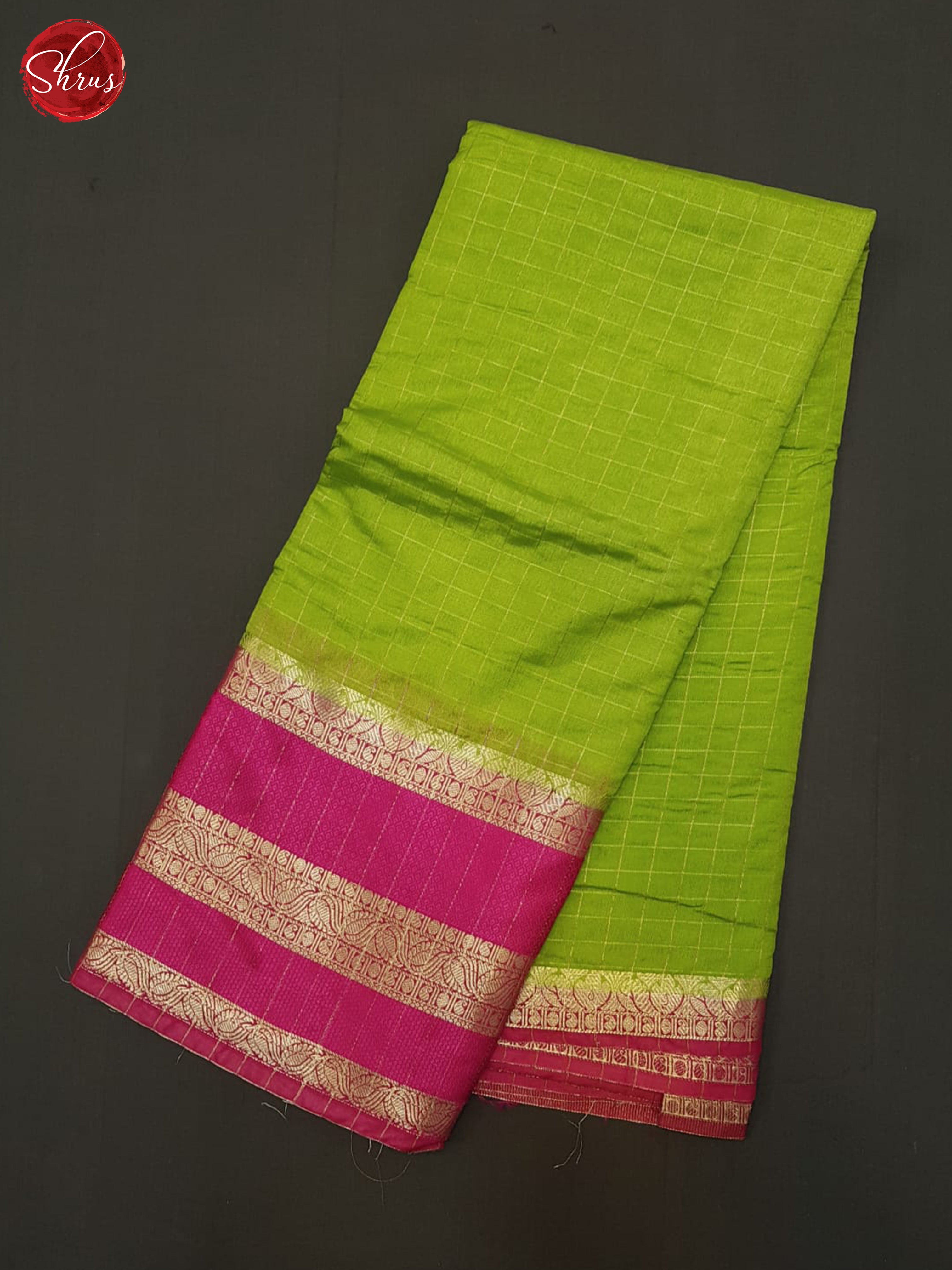 Green & Pink - Semi Dupion Saree - Shop on ShrusEternity.com