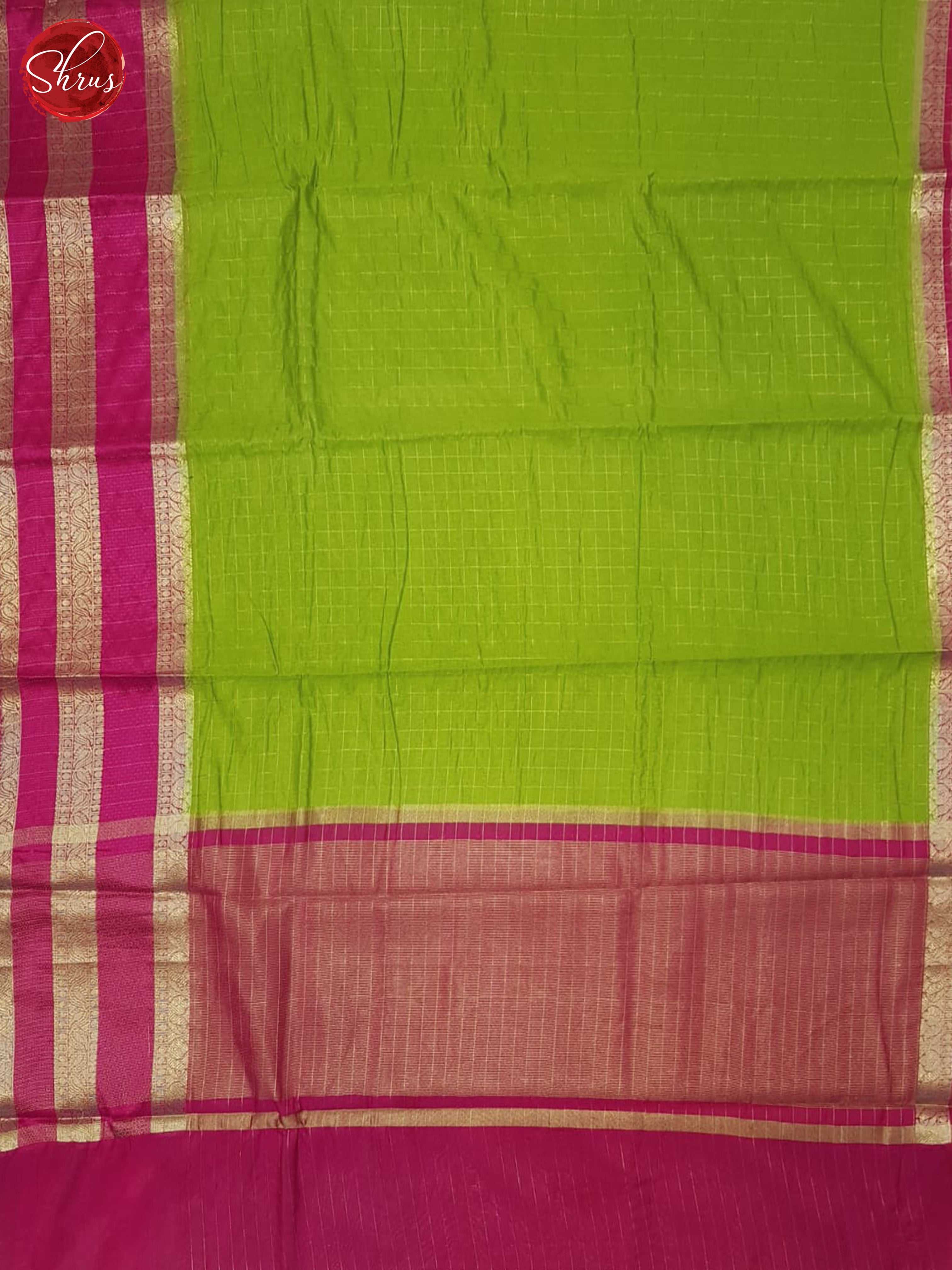 Green & Pink - Semi Dupion Saree - Shop on ShrusEternity.com