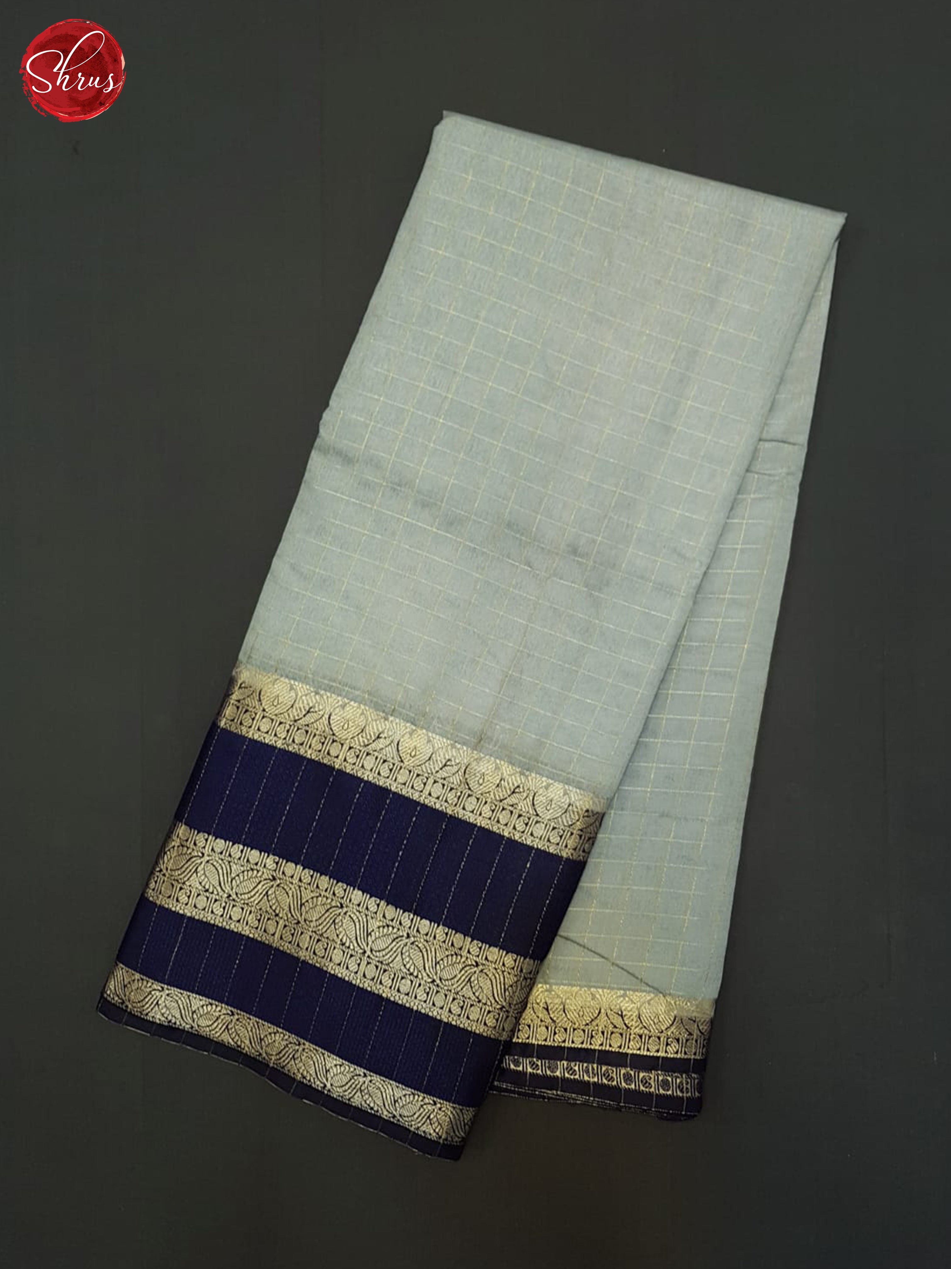 Grey & Blue- Semi Dupion Saree - Shop on ShrusEternity.com