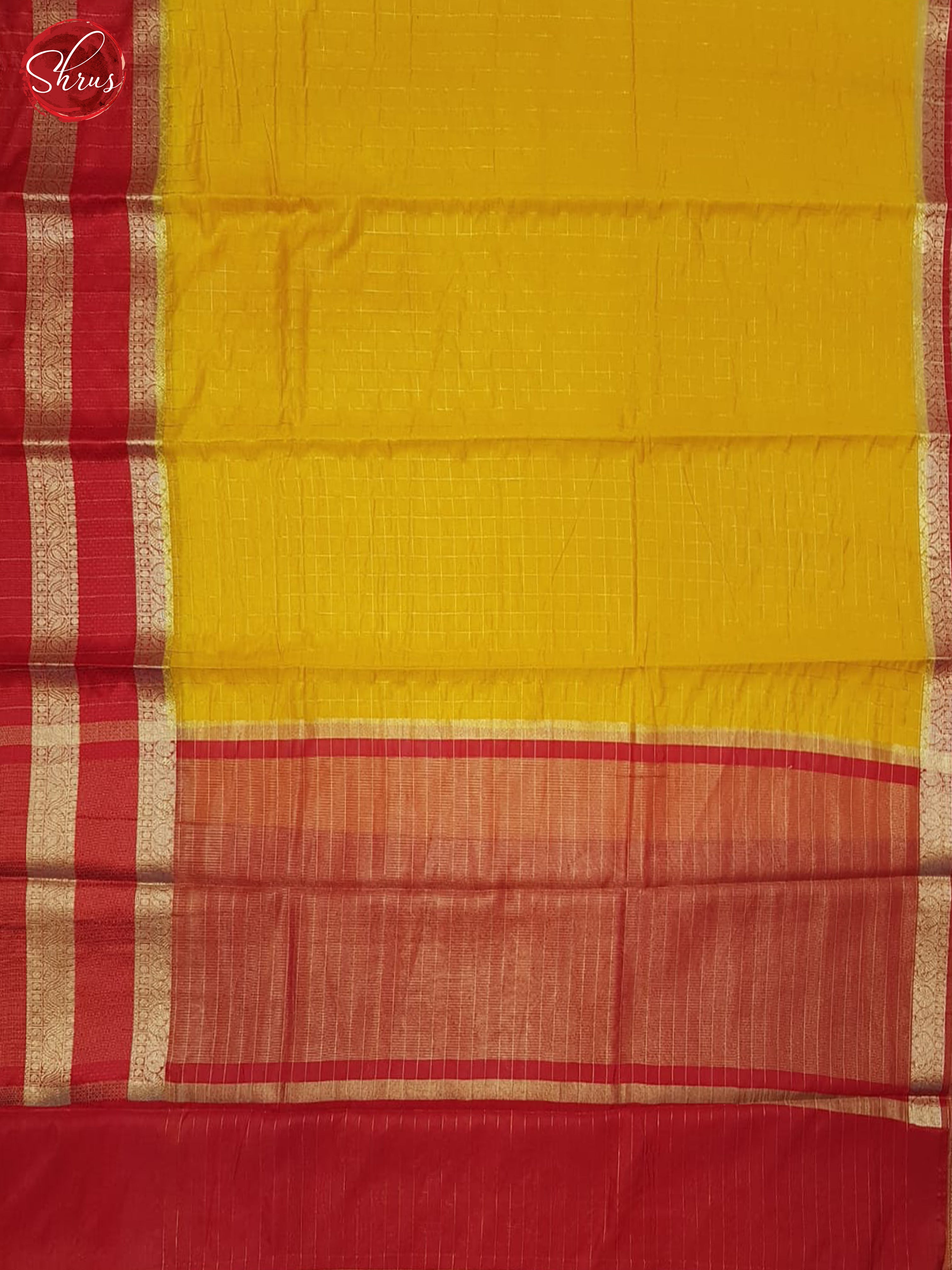 Yellow & Red - Semi Dupion Saree - Shop on ShrusEternity.com