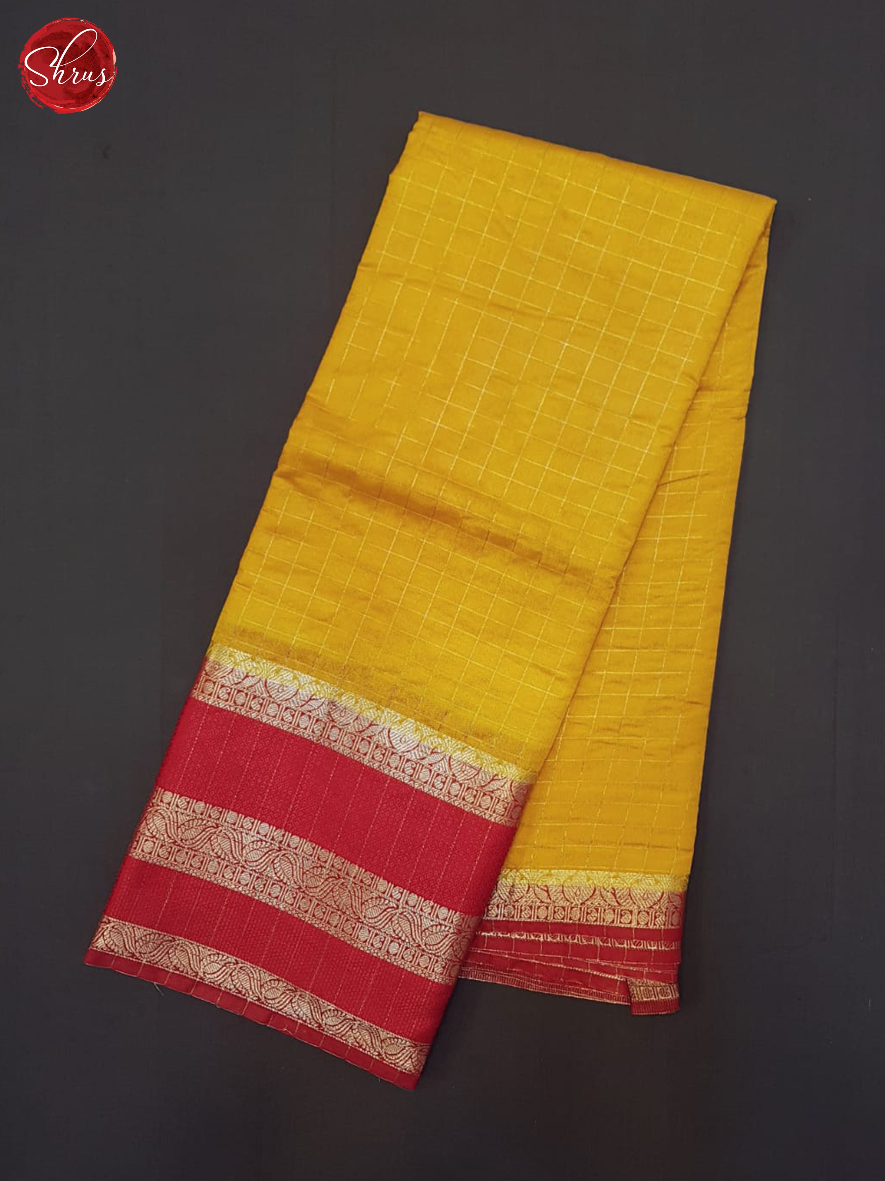 Yellow & Red - Semi Dupion Saree - Shop on ShrusEternity.com