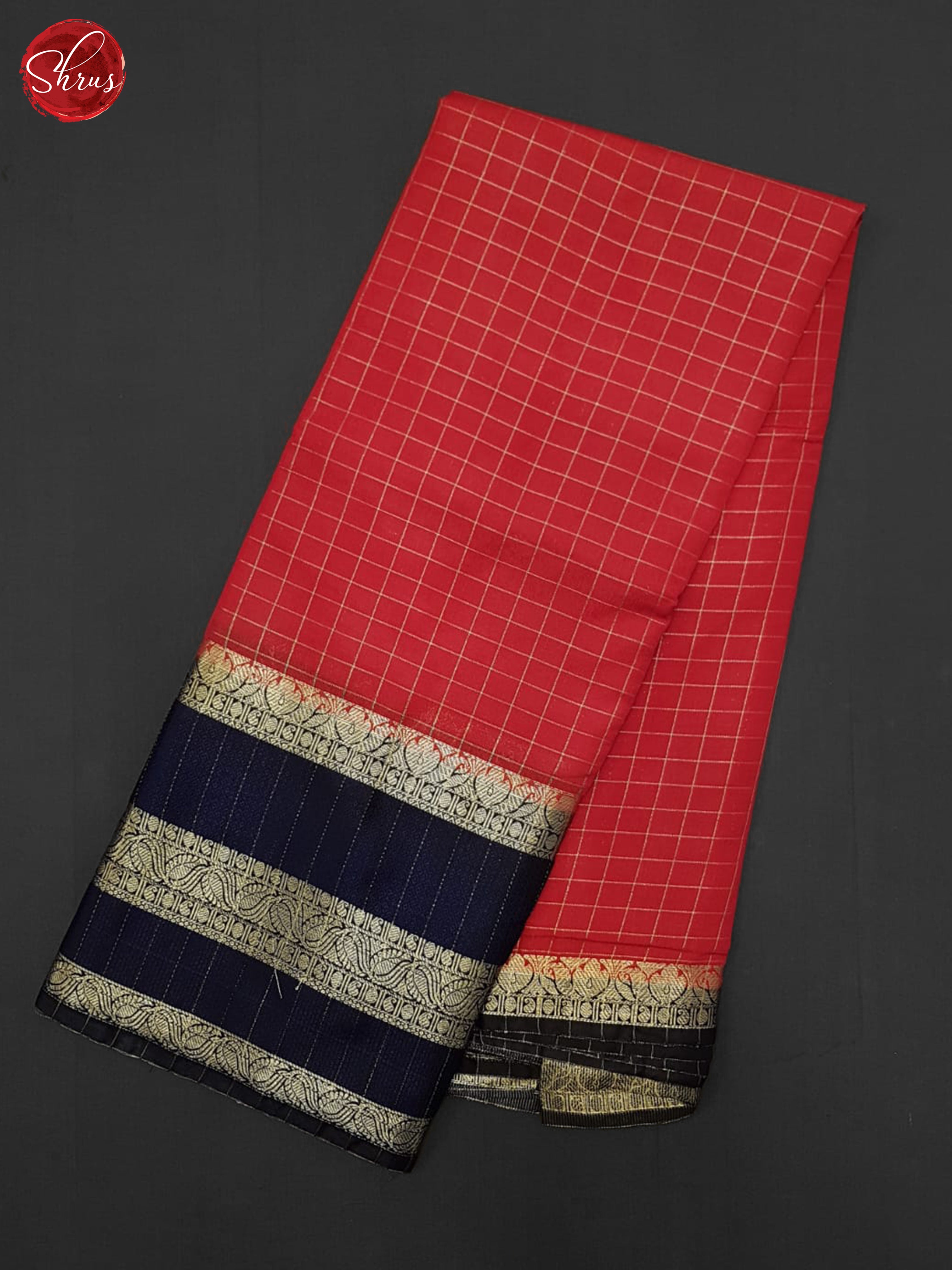 Red & Blue- Semi Dupion Saree - Shop on ShrusEternity.com