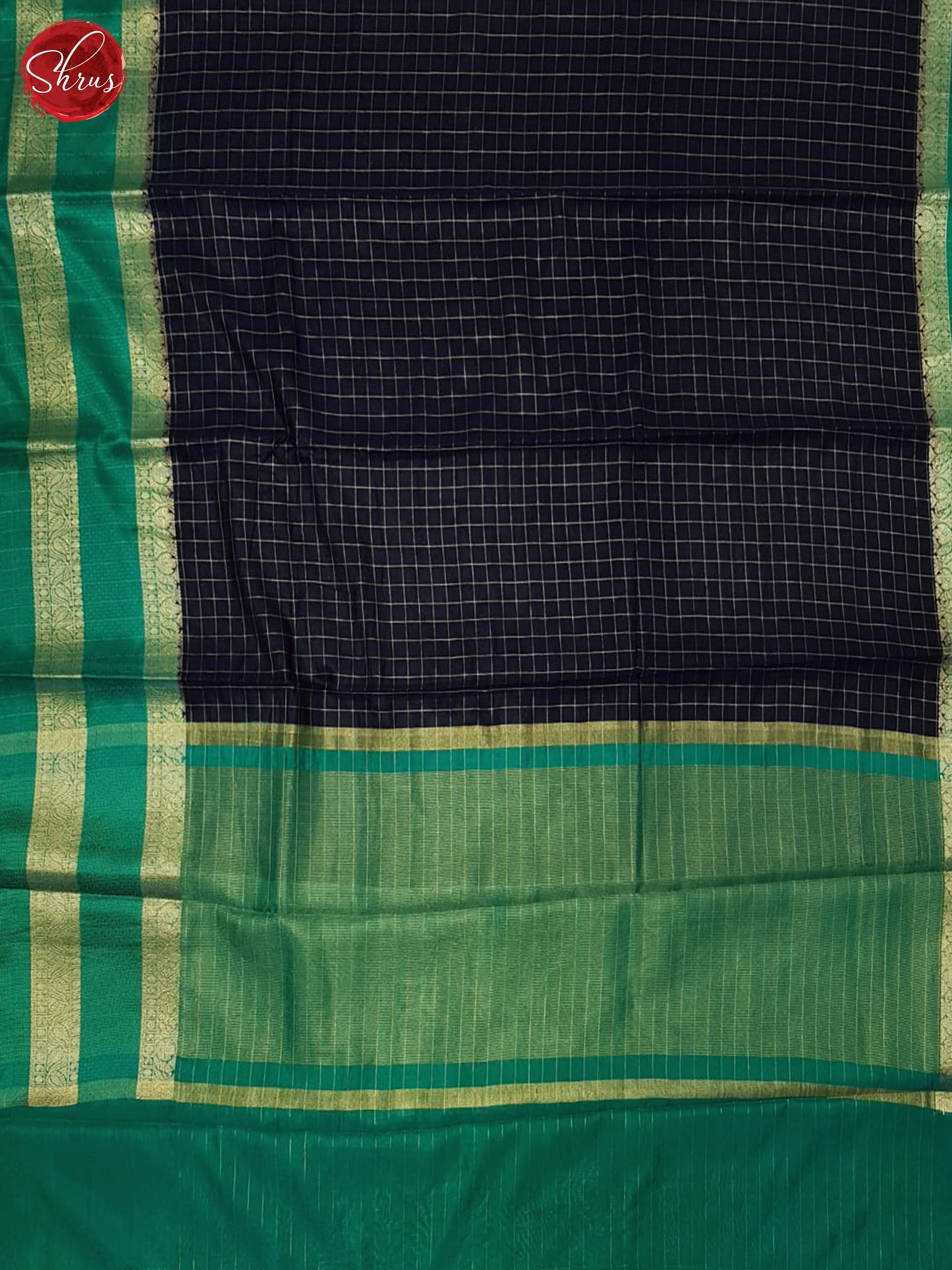 Blue  & Green - Semi Dupion Saree - Shop on ShrusEternity.com