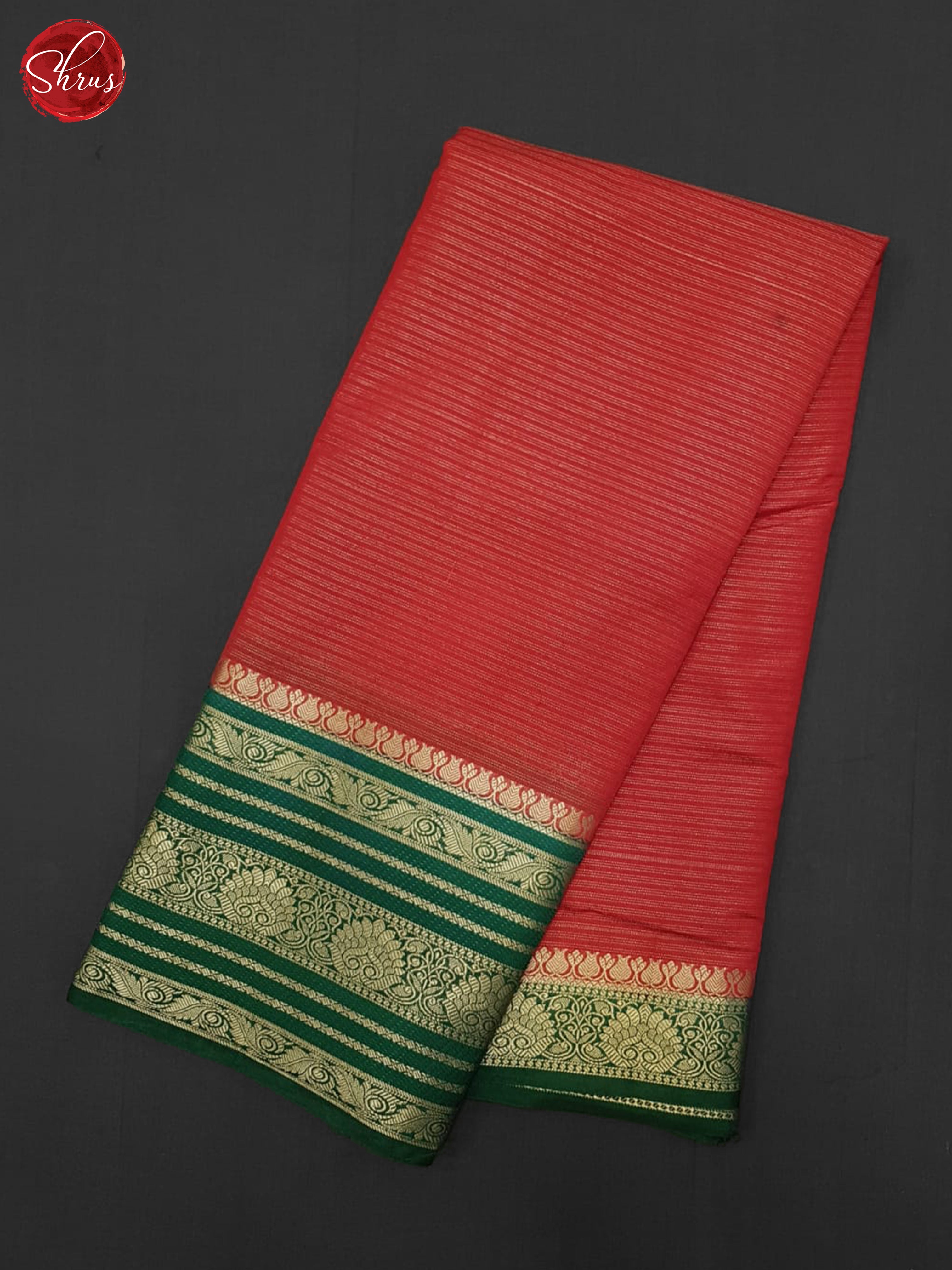 Red & Green- Semi Dupion Saree - Shop on ShrusEternity.com