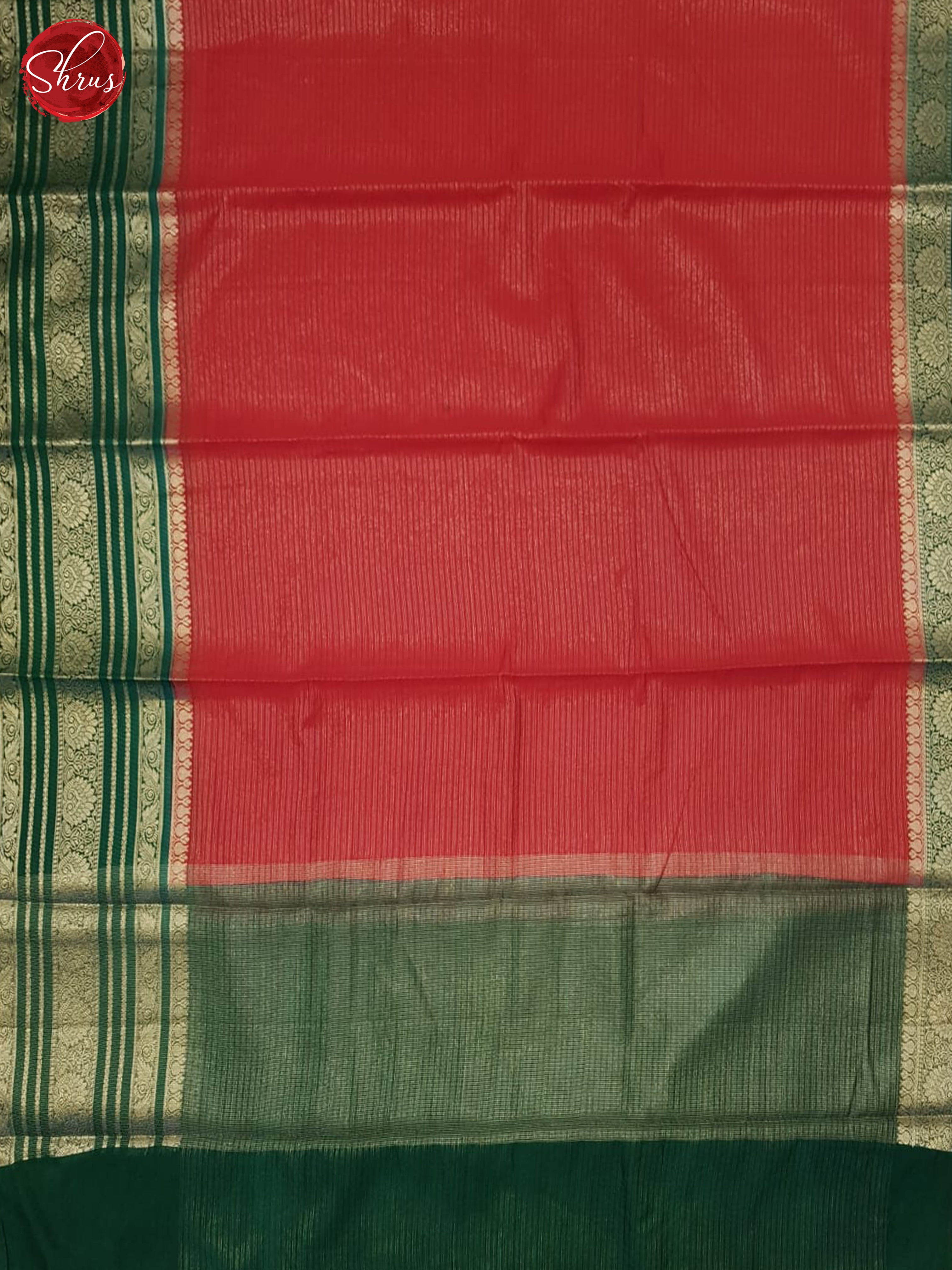 Red & Green- Semi Dupion Saree - Shop on ShrusEternity.com