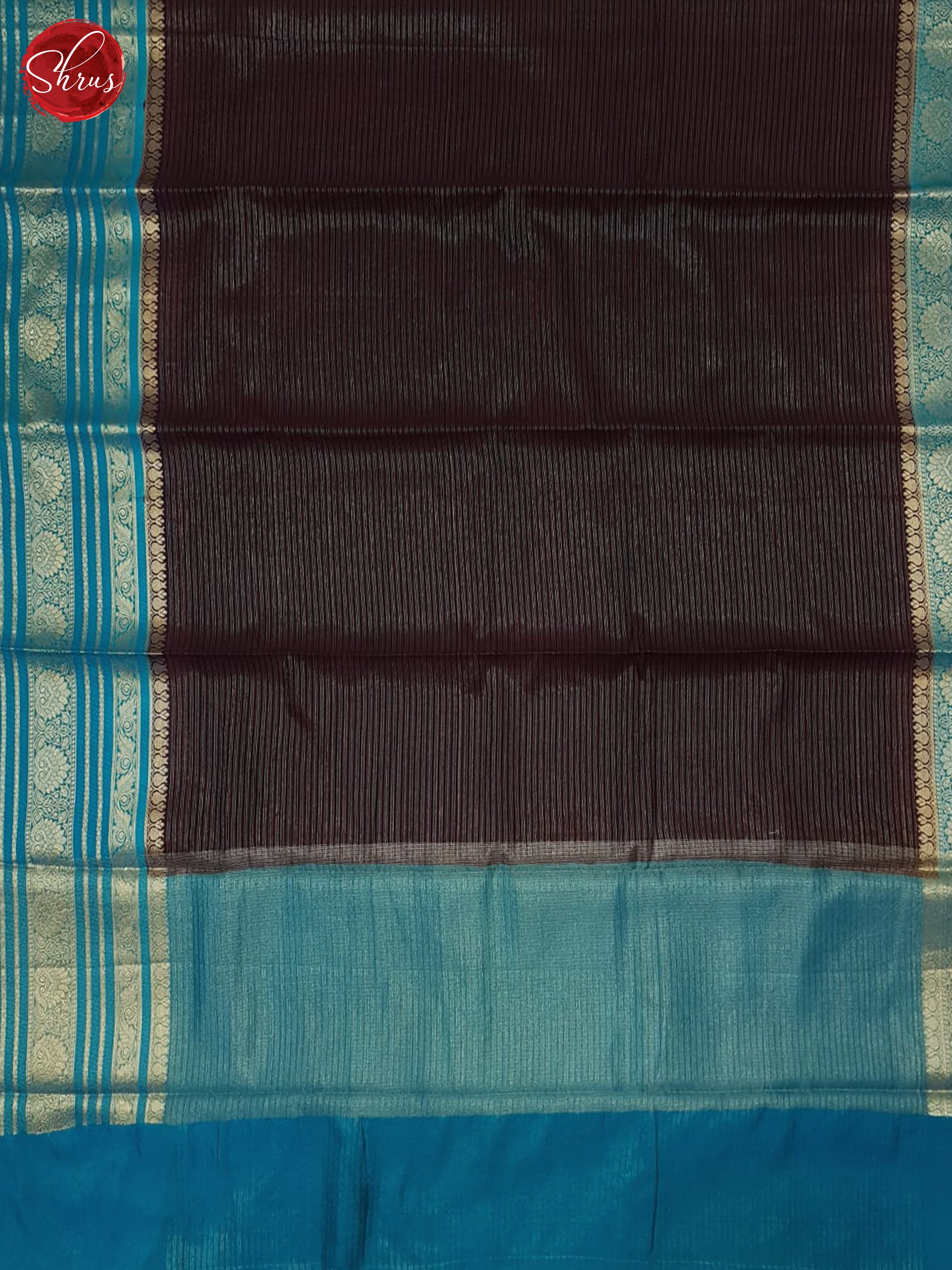 Brown  &  Blue - Semi Dupion Saree - Shop on ShrusEternity.com