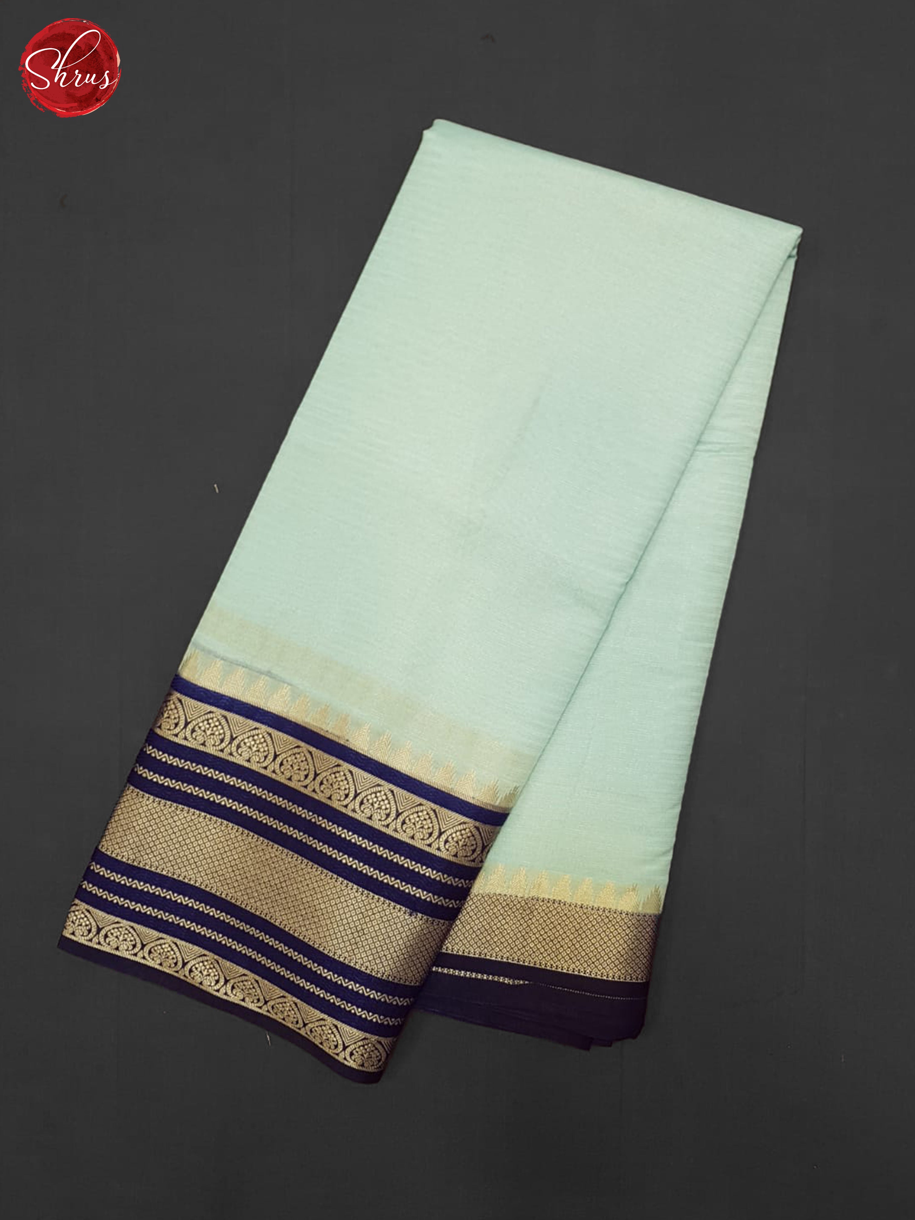 Ice blue & Blue - Semi Dupion Saree - Shop on ShrusEternity.com