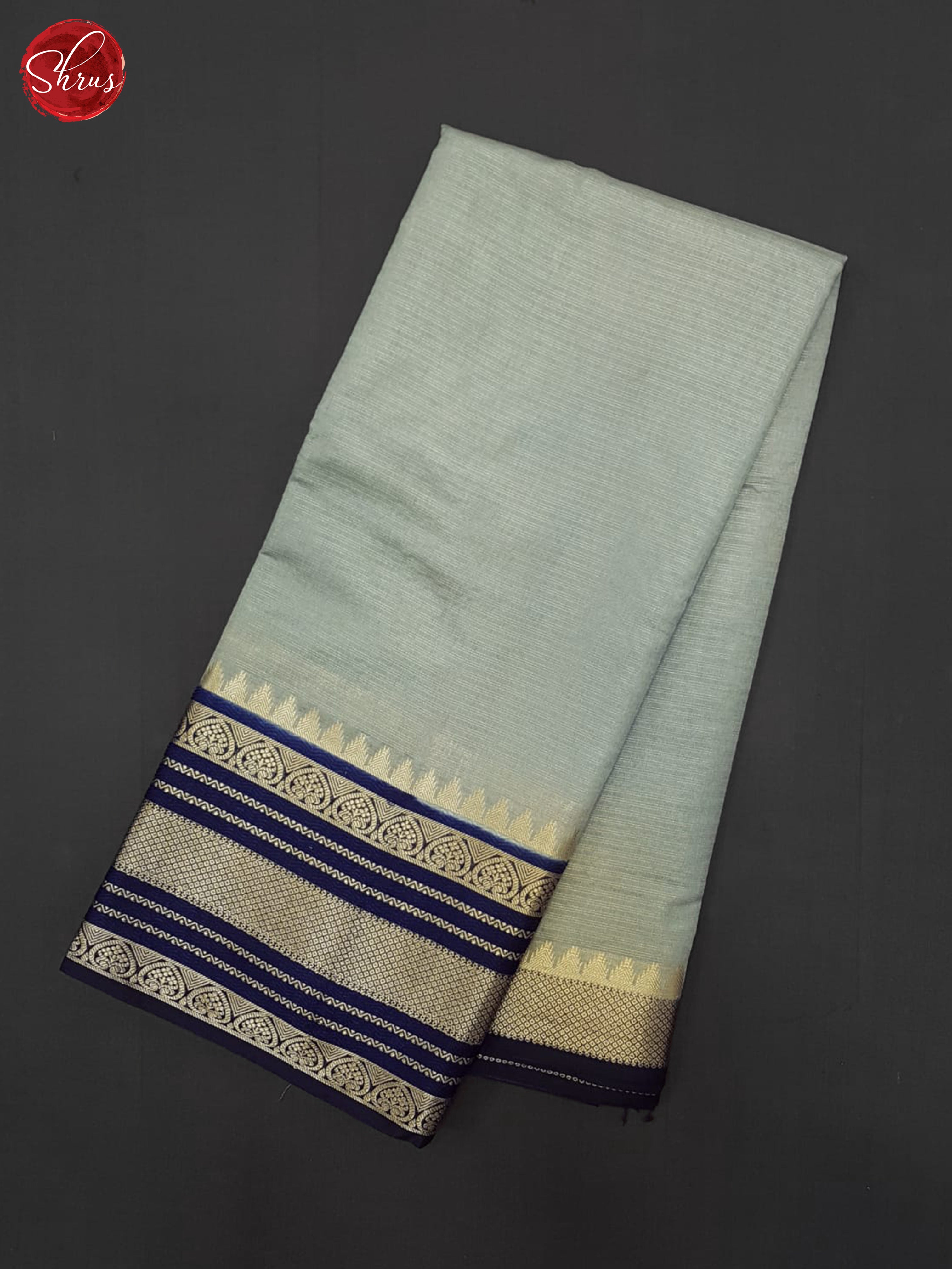 Grey & Blue - Semi Dupion Saree - Shop on ShrusEternity.com