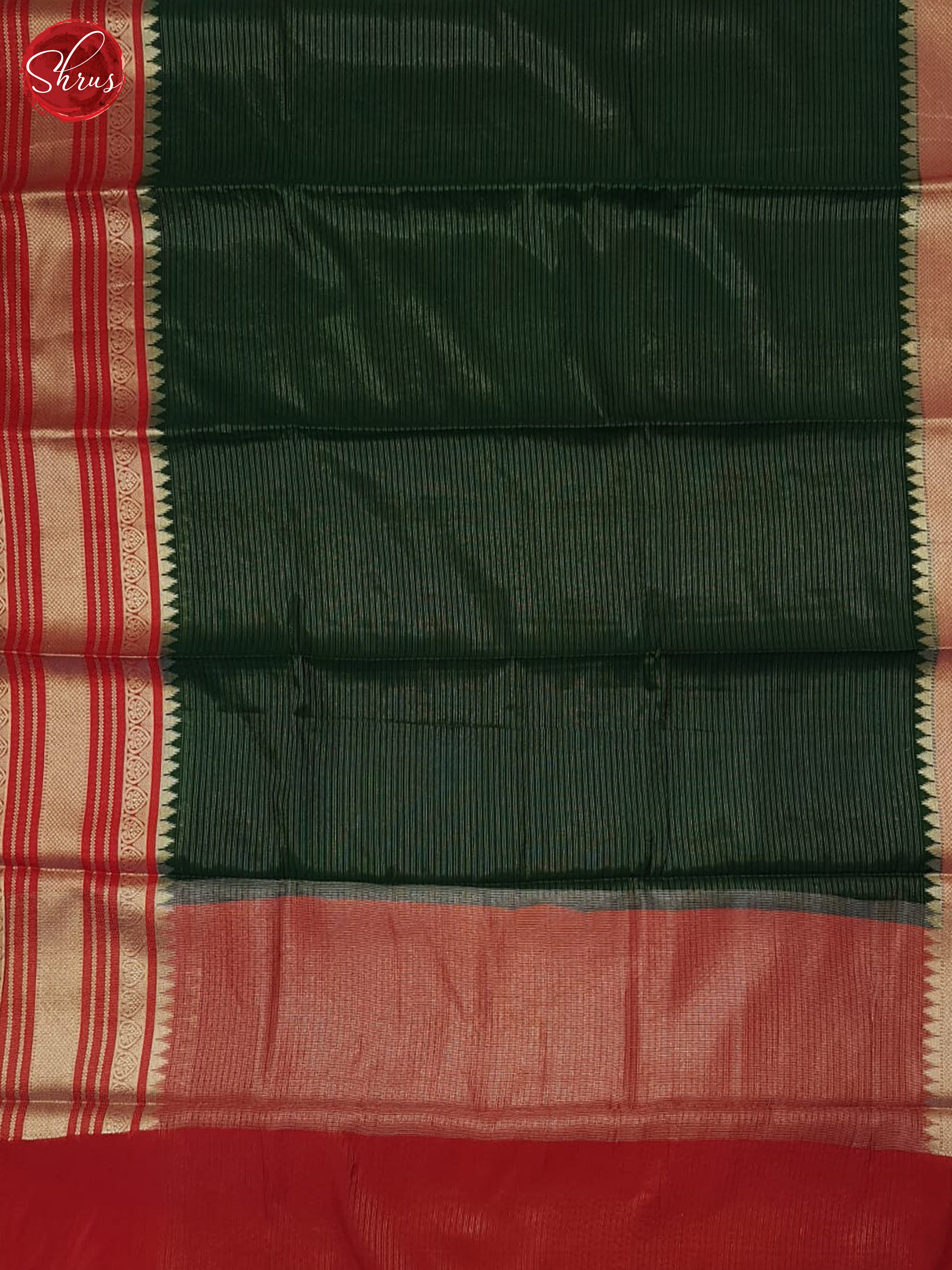 Green & Red - Semi Dupion Saree - Shop on ShrusEternity.com