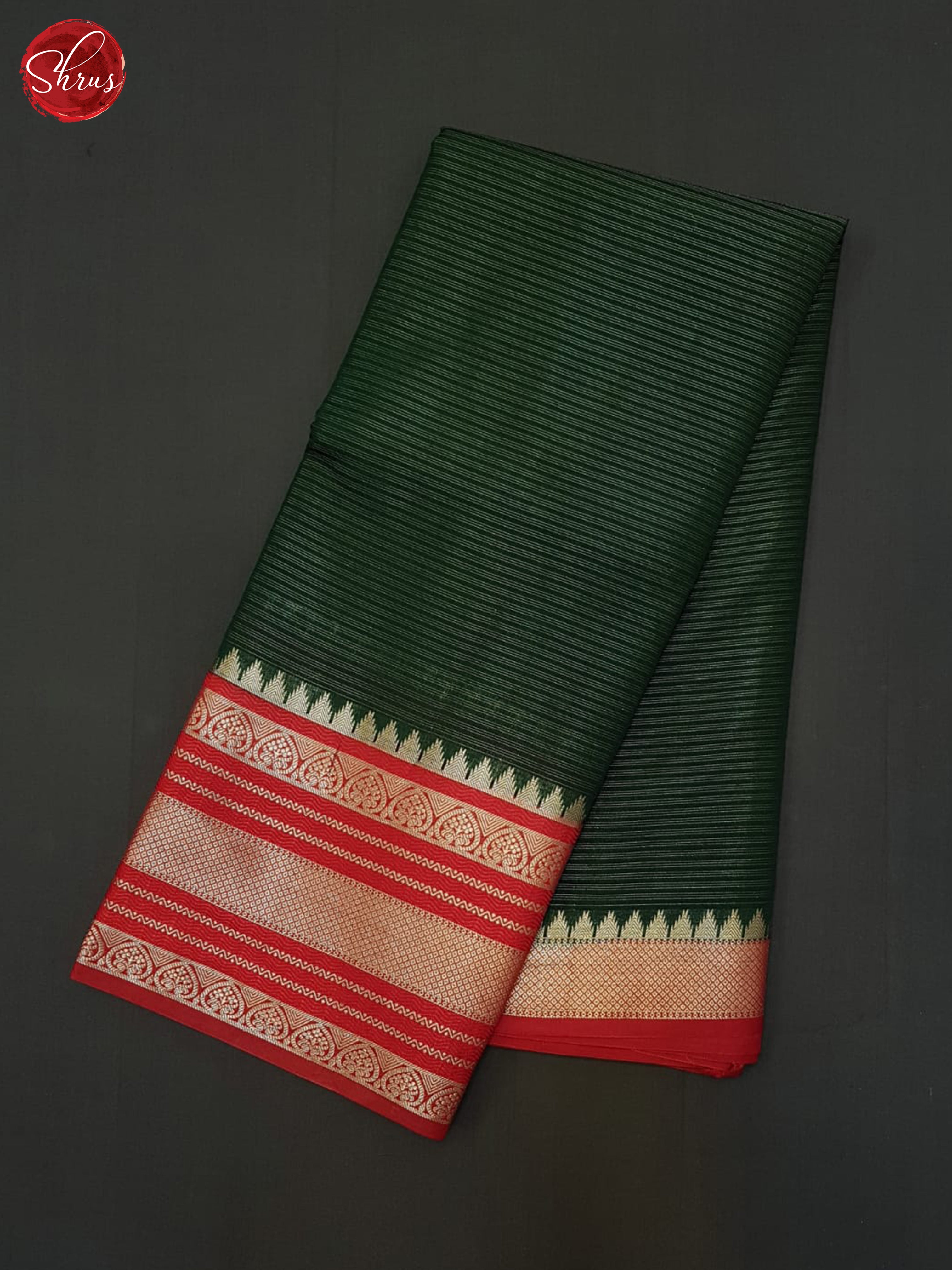 Green & Red - Semi Dupion Saree - Shop on ShrusEternity.com