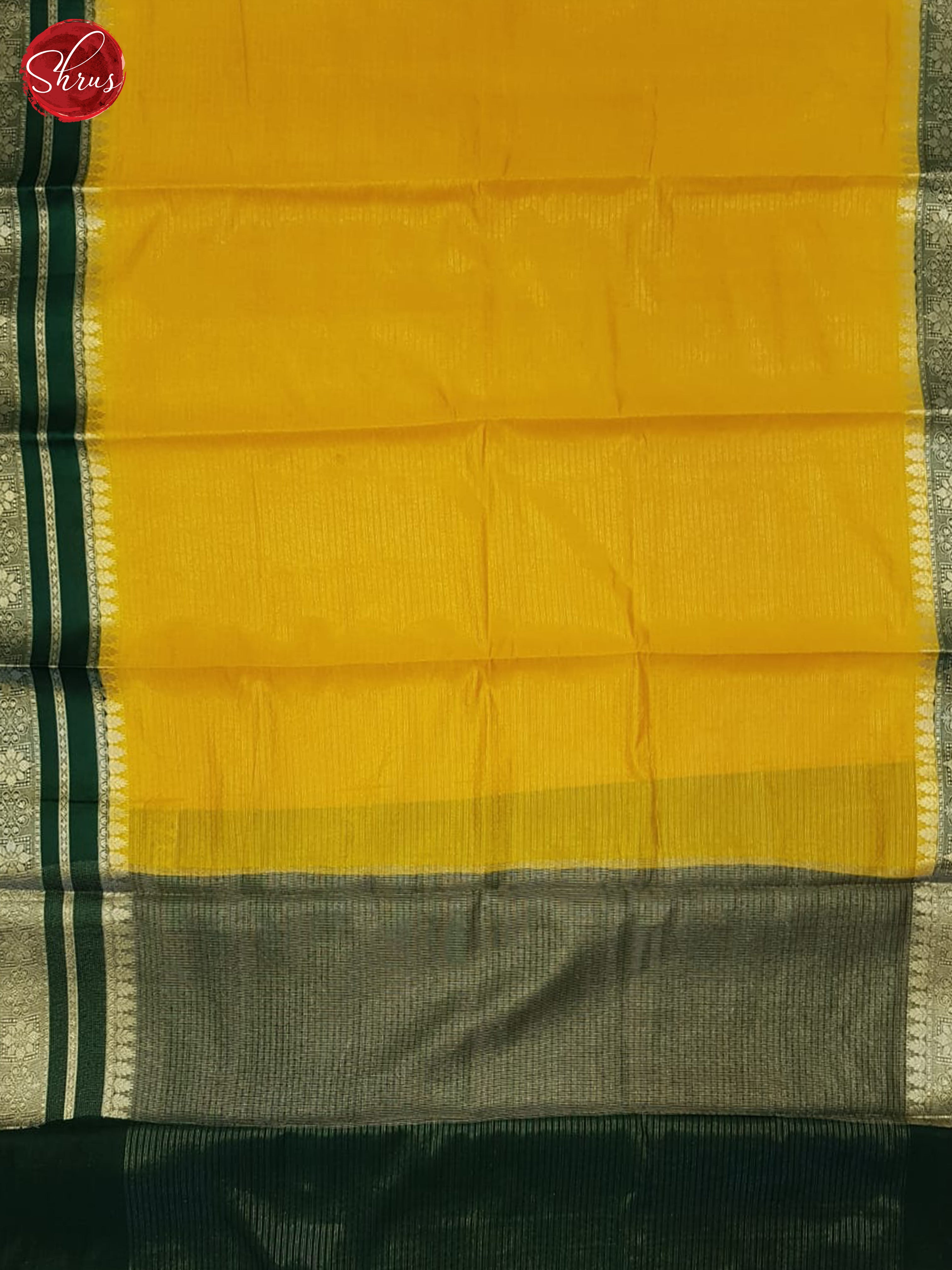 Yellow & Green - Semi Dupion Saree - Shop on ShrusEternity.com