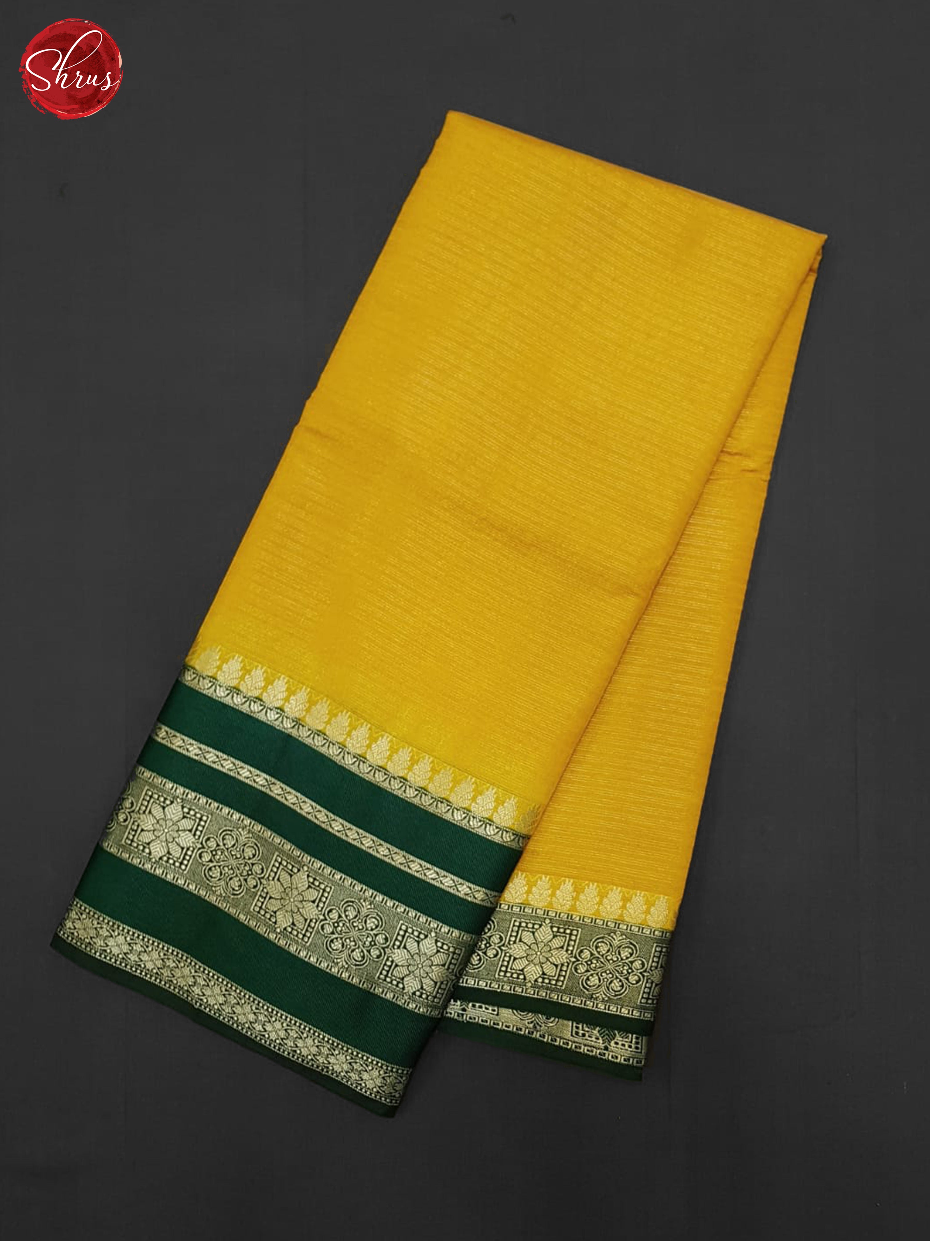 Yellow & Green - Semi Dupion Saree - Shop on ShrusEternity.com