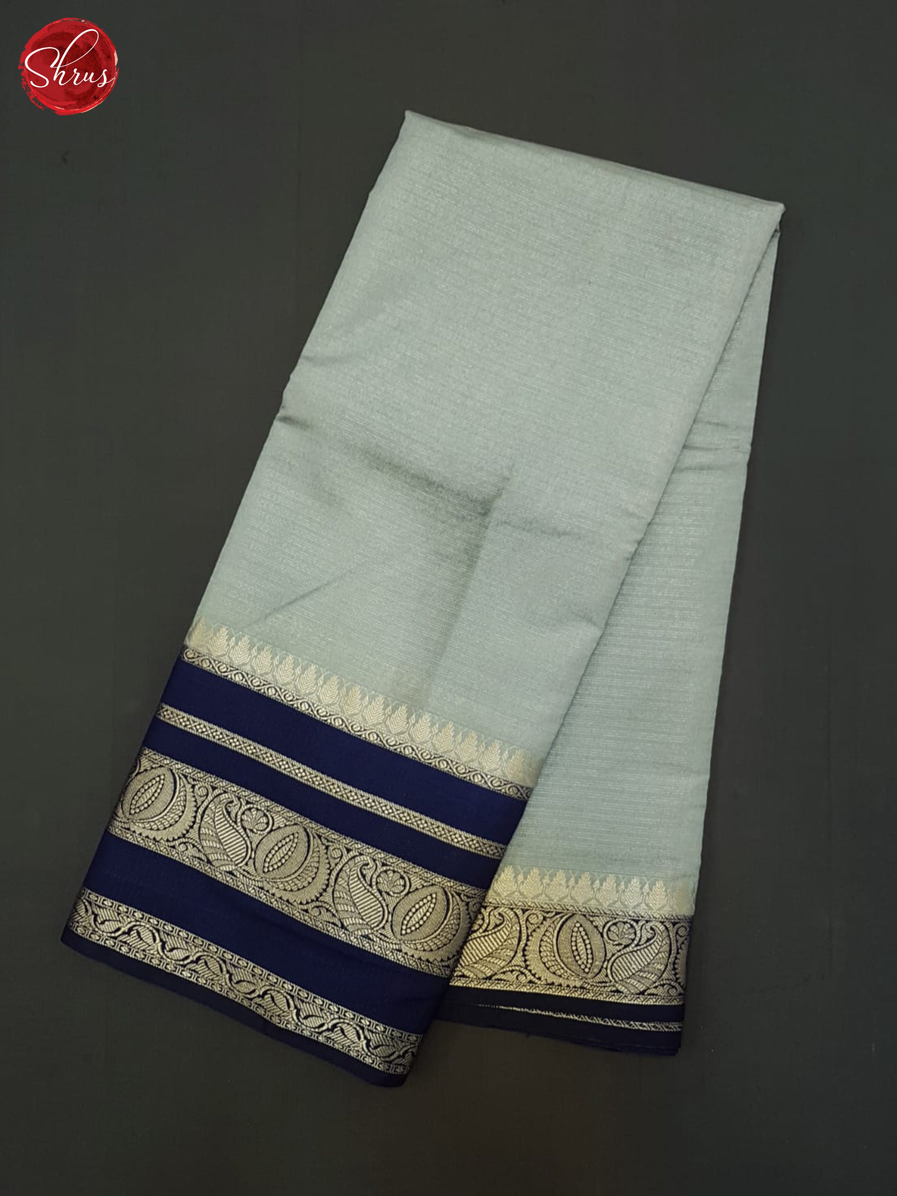 Grey & Blue - Semi Dupion Saree - Shop on ShrusEternity.com