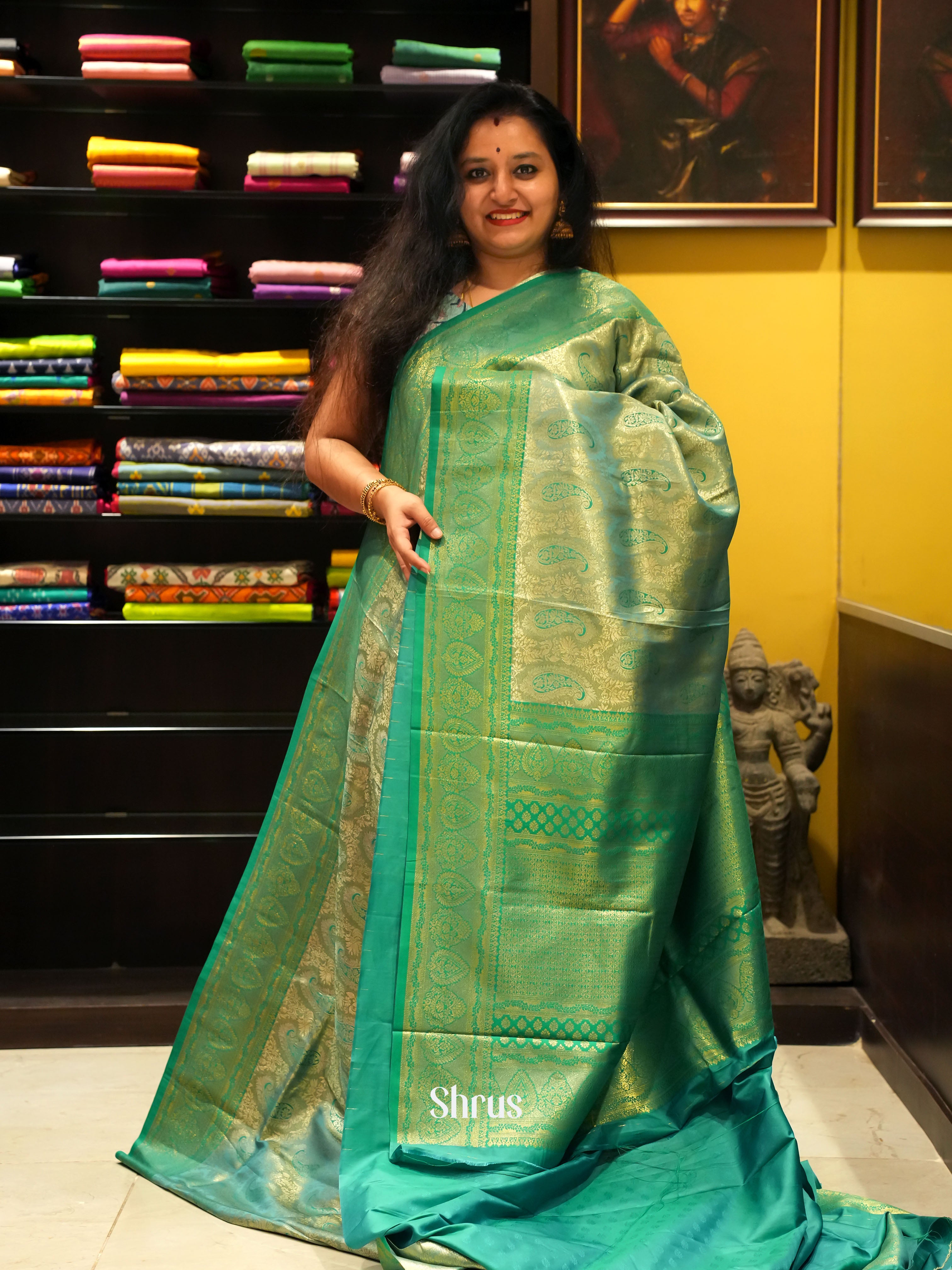 Green - Semi Tissue Saree