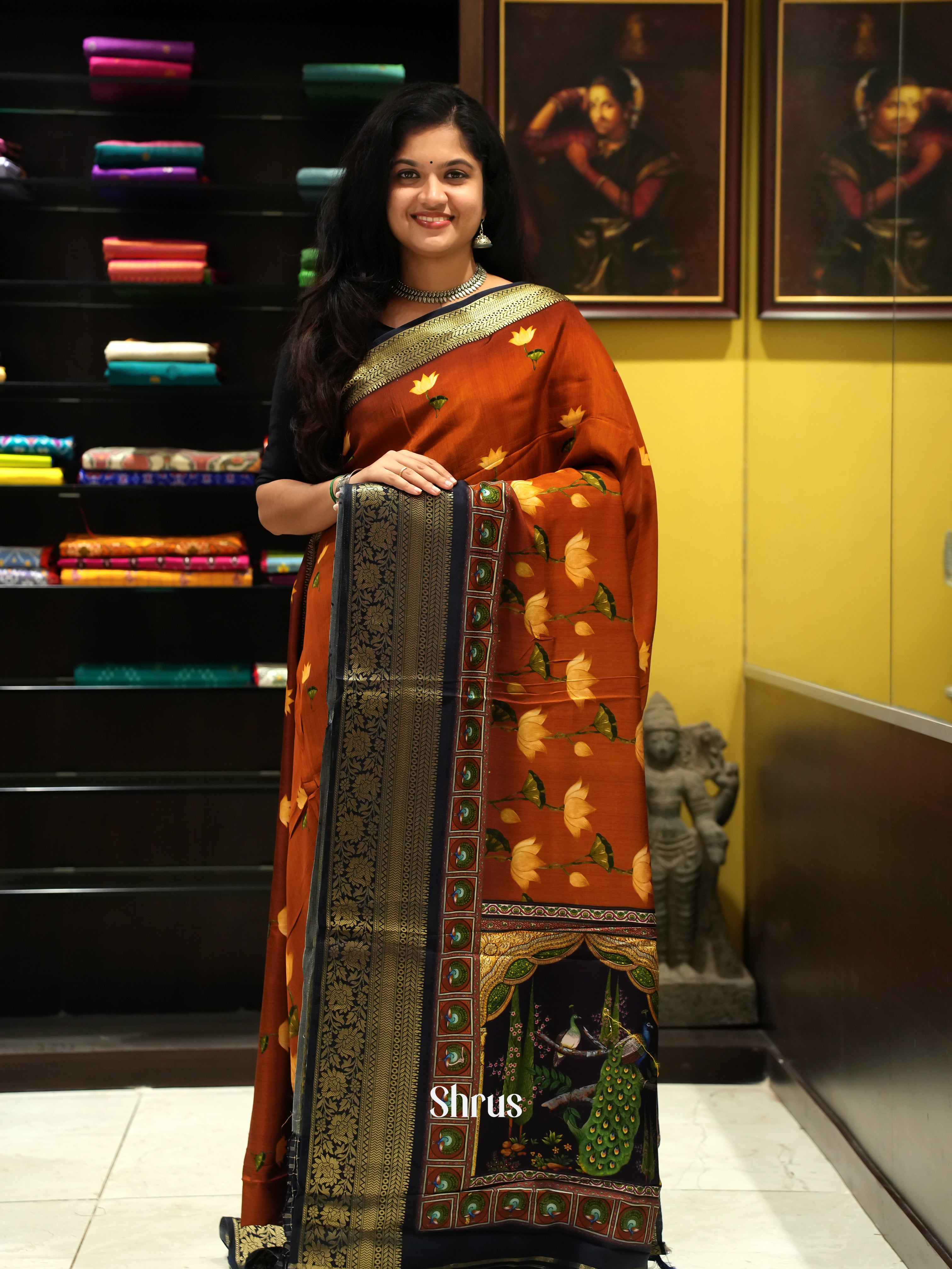 Brick & Black - Semi Crepe Saree