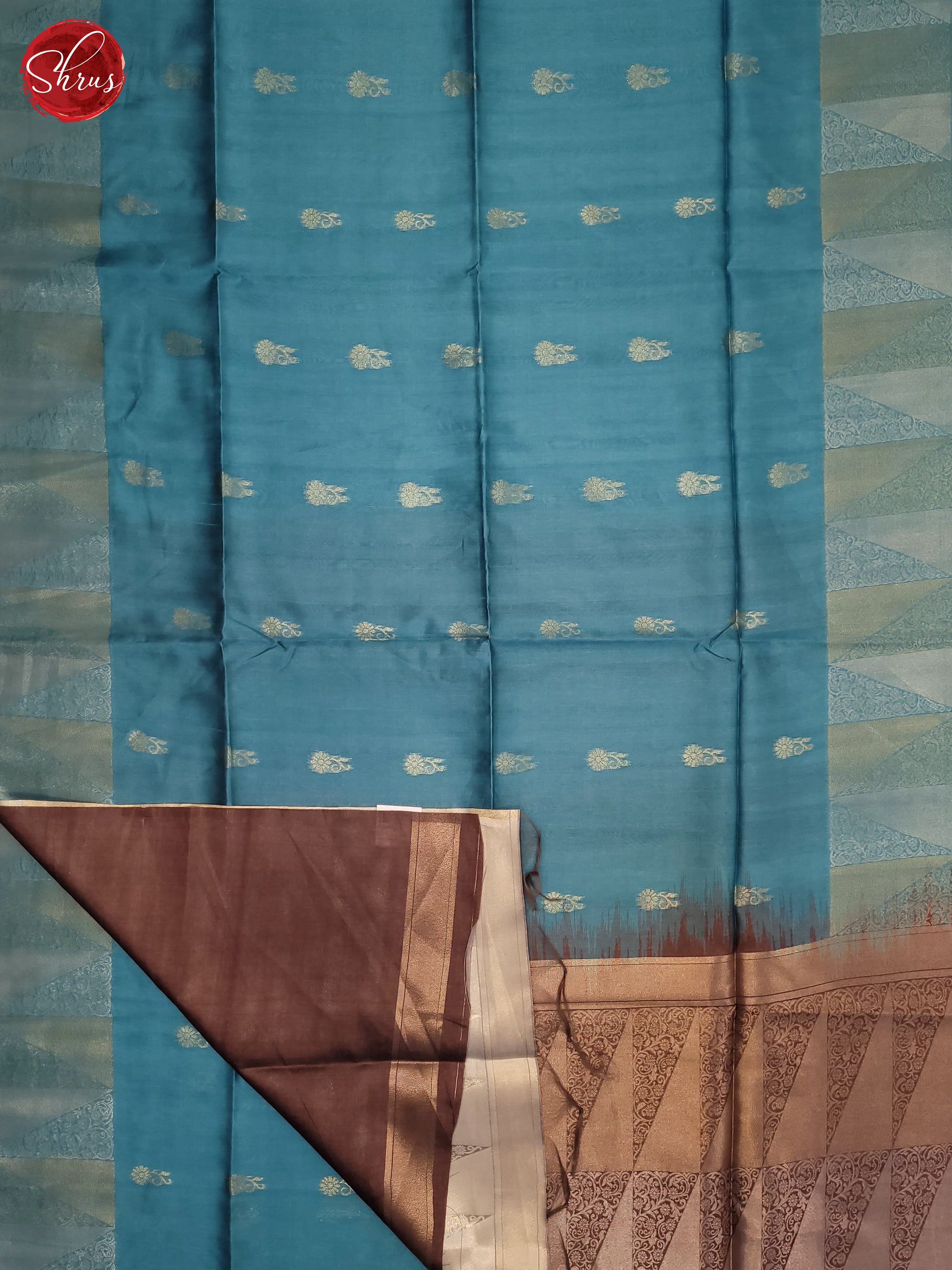 Blue & Brown - Semi Tussar Saree - Shop on ShrusEternity.com