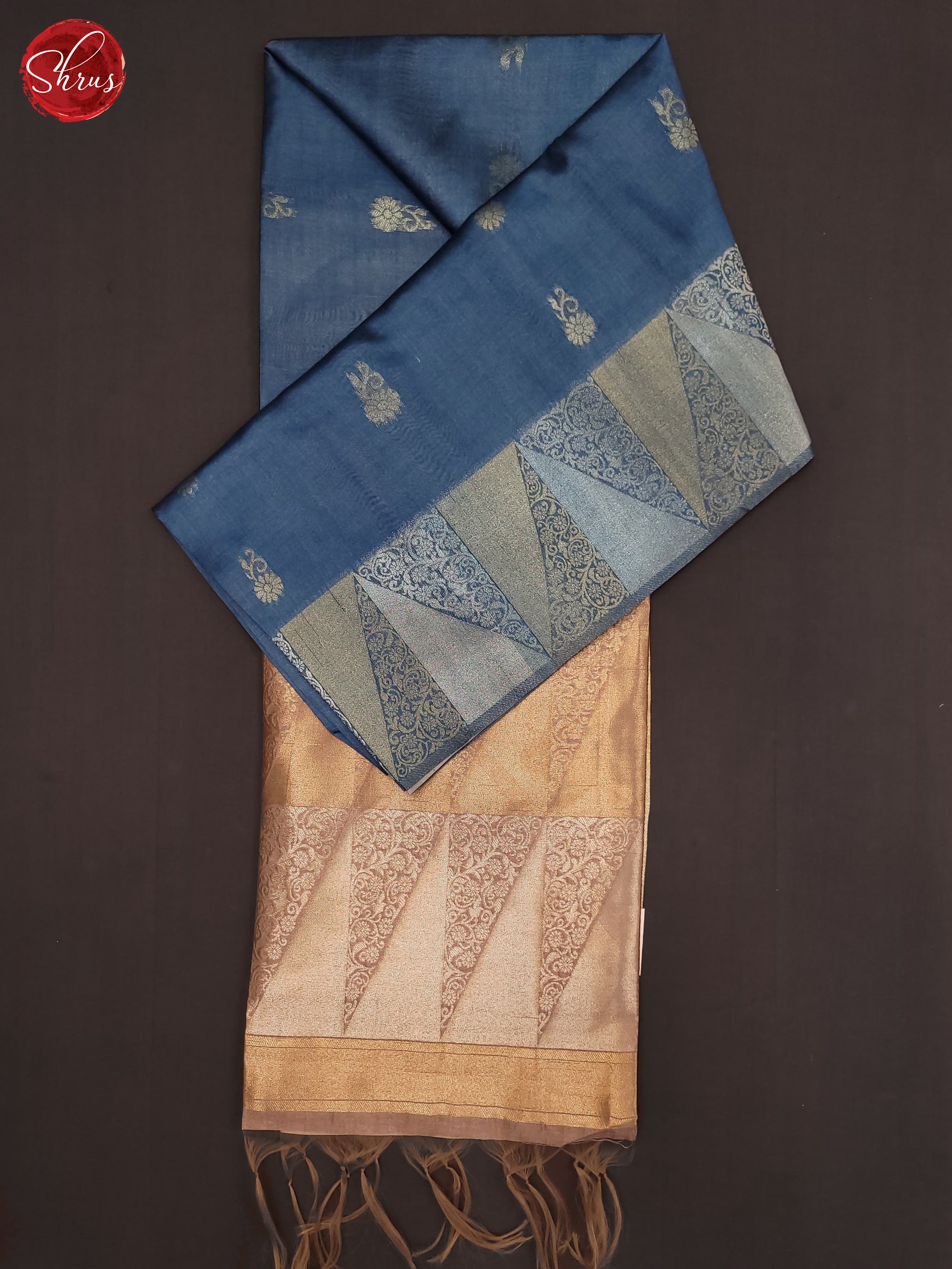 Blue & Brown - Semi Tussar Saree - Shop on ShrusEternity.com