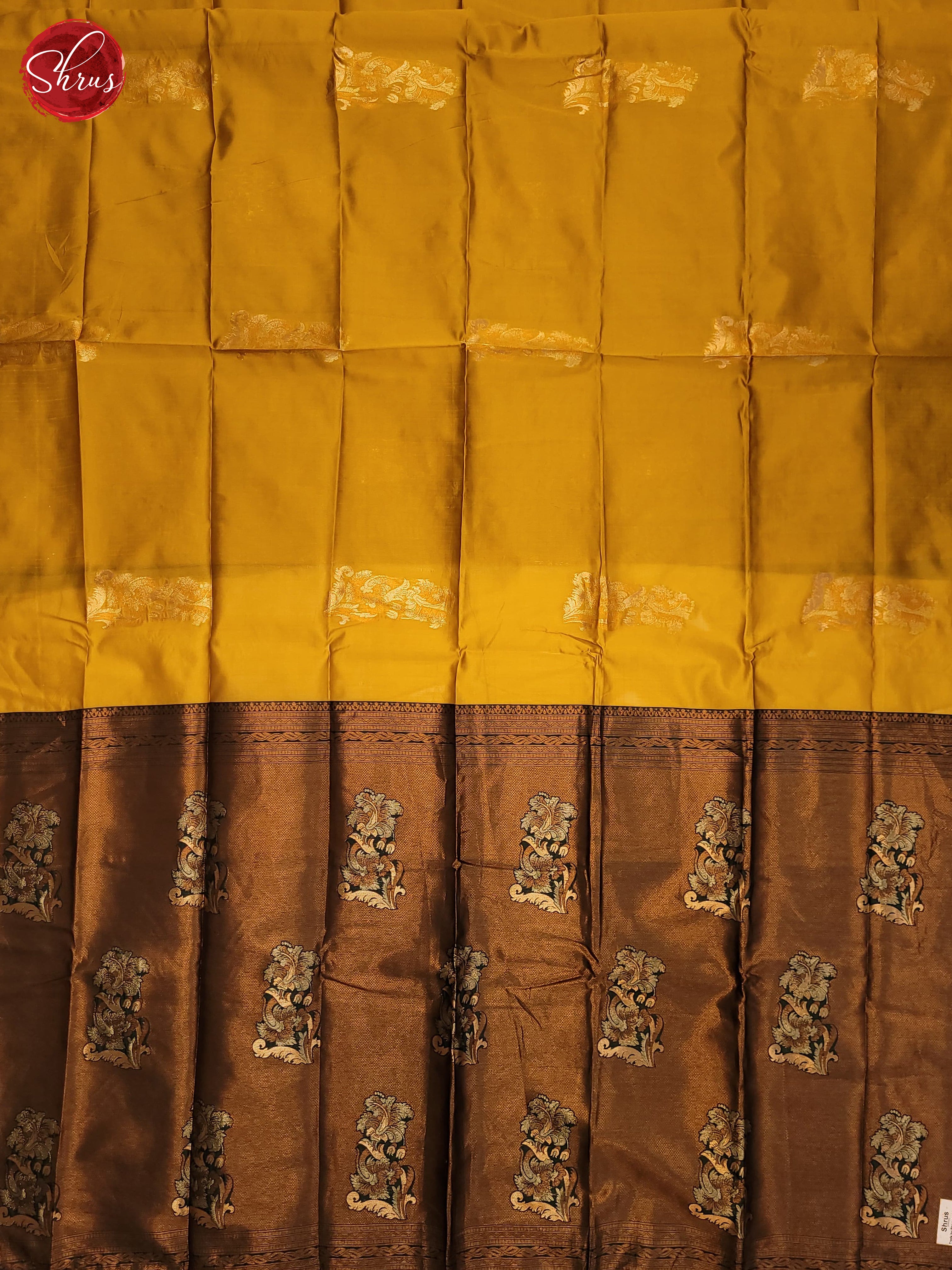 Mustard and Bottle green- Semi Soft Silk Saree - Shop on ShrusEternity.com