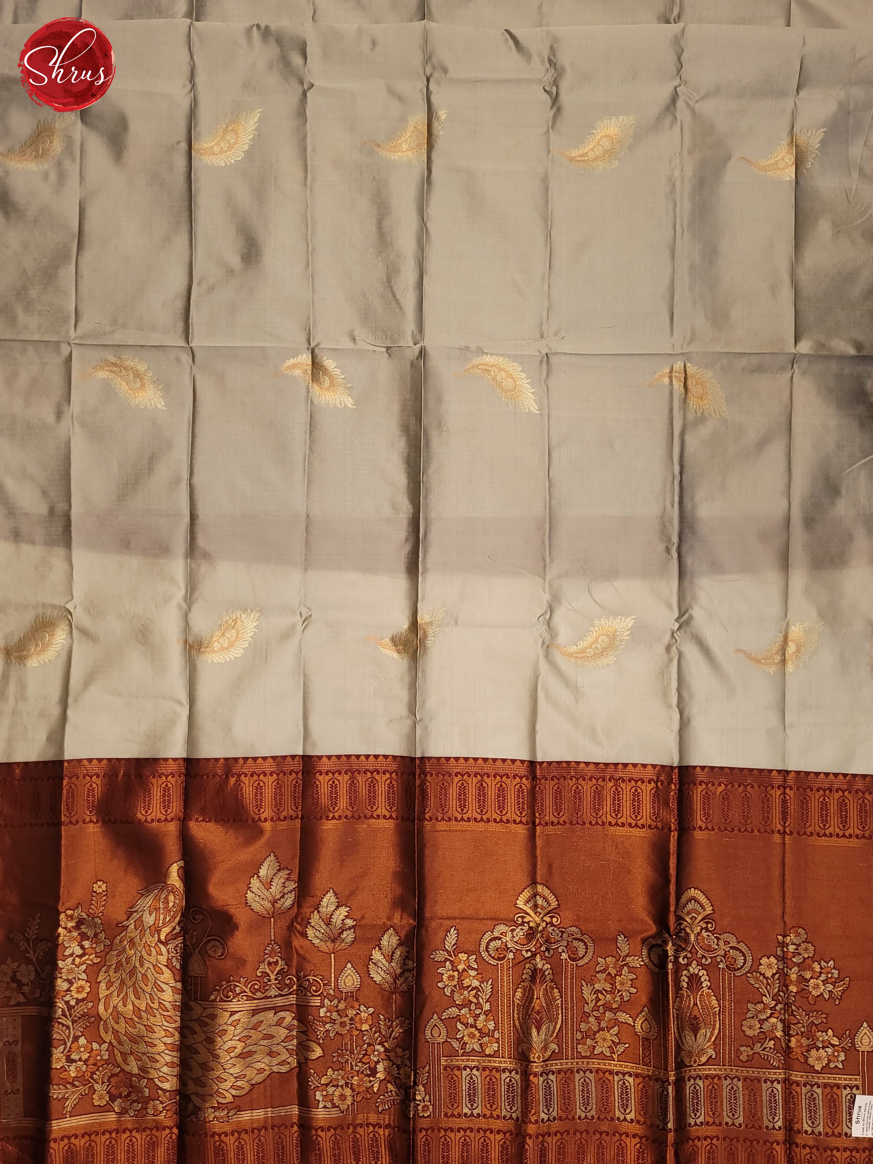 Grey and maroon- Semi Soft Silk Saree - Shop on ShrusEternity.com