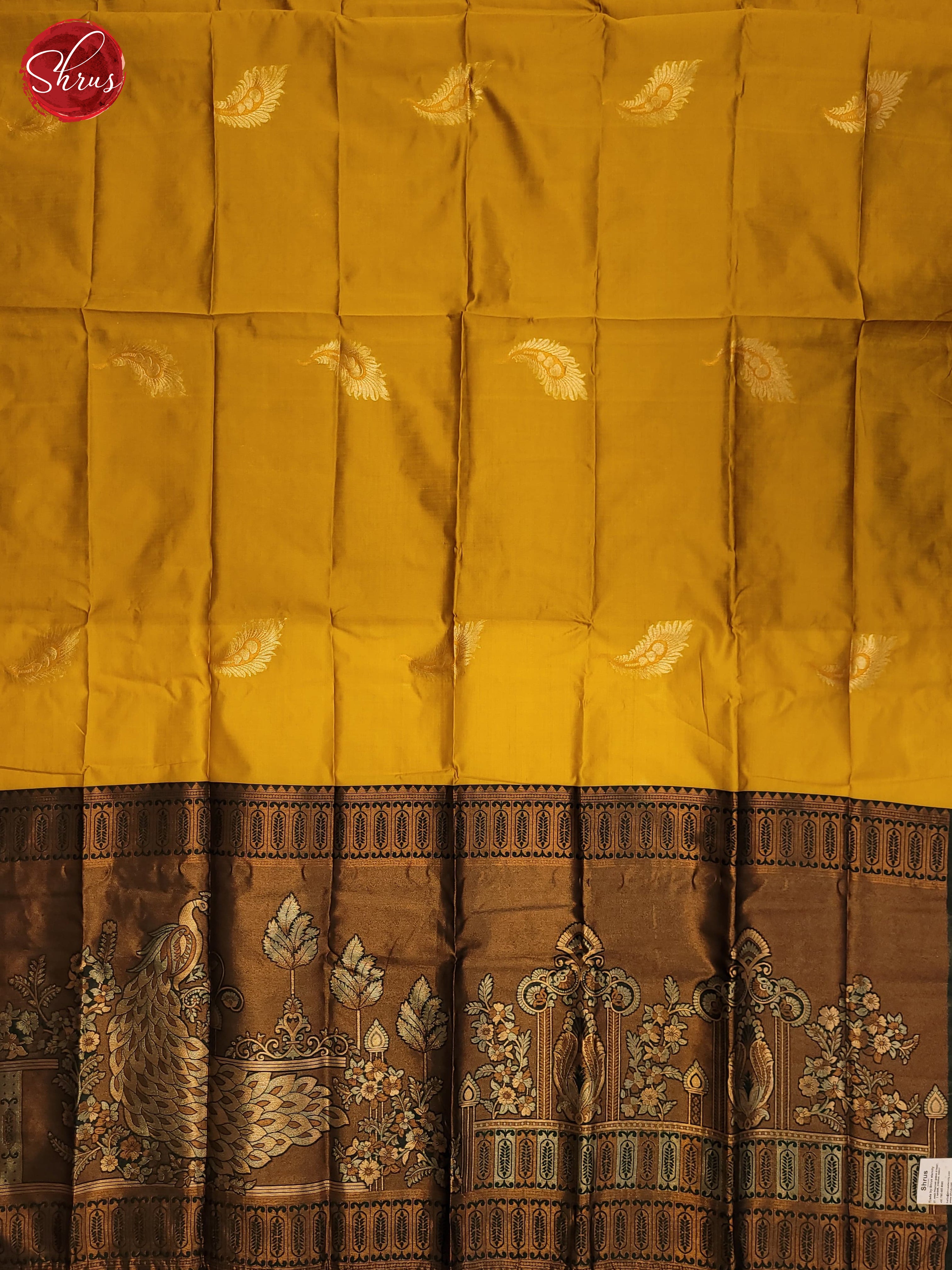 Mustard and Bottle green- Semi Soft silk Saree - Shop on ShrusEternity.com