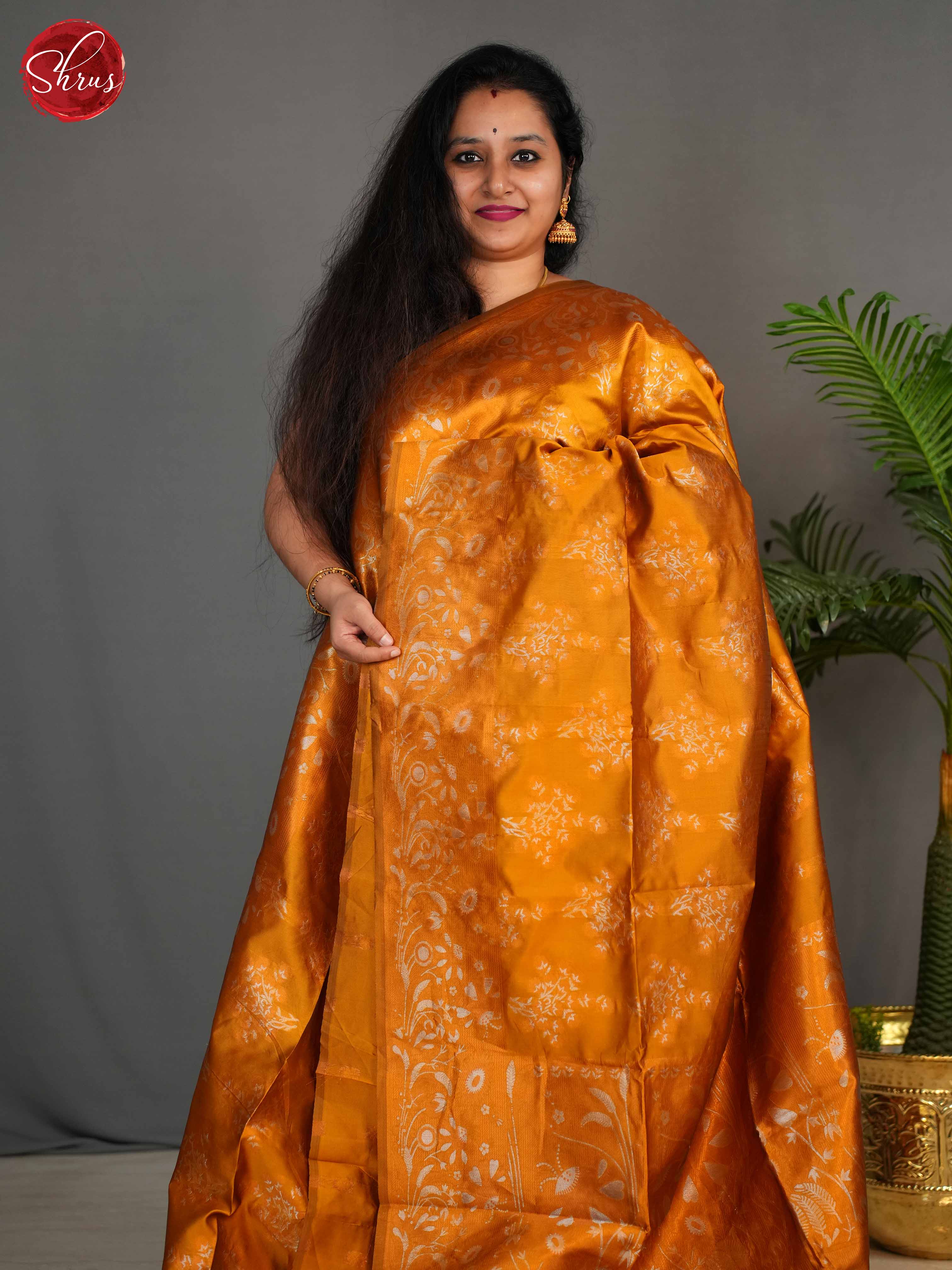 mustard(Single Tone)- Semi Kanchipuram Saree - Shop on ShrusEternity.com