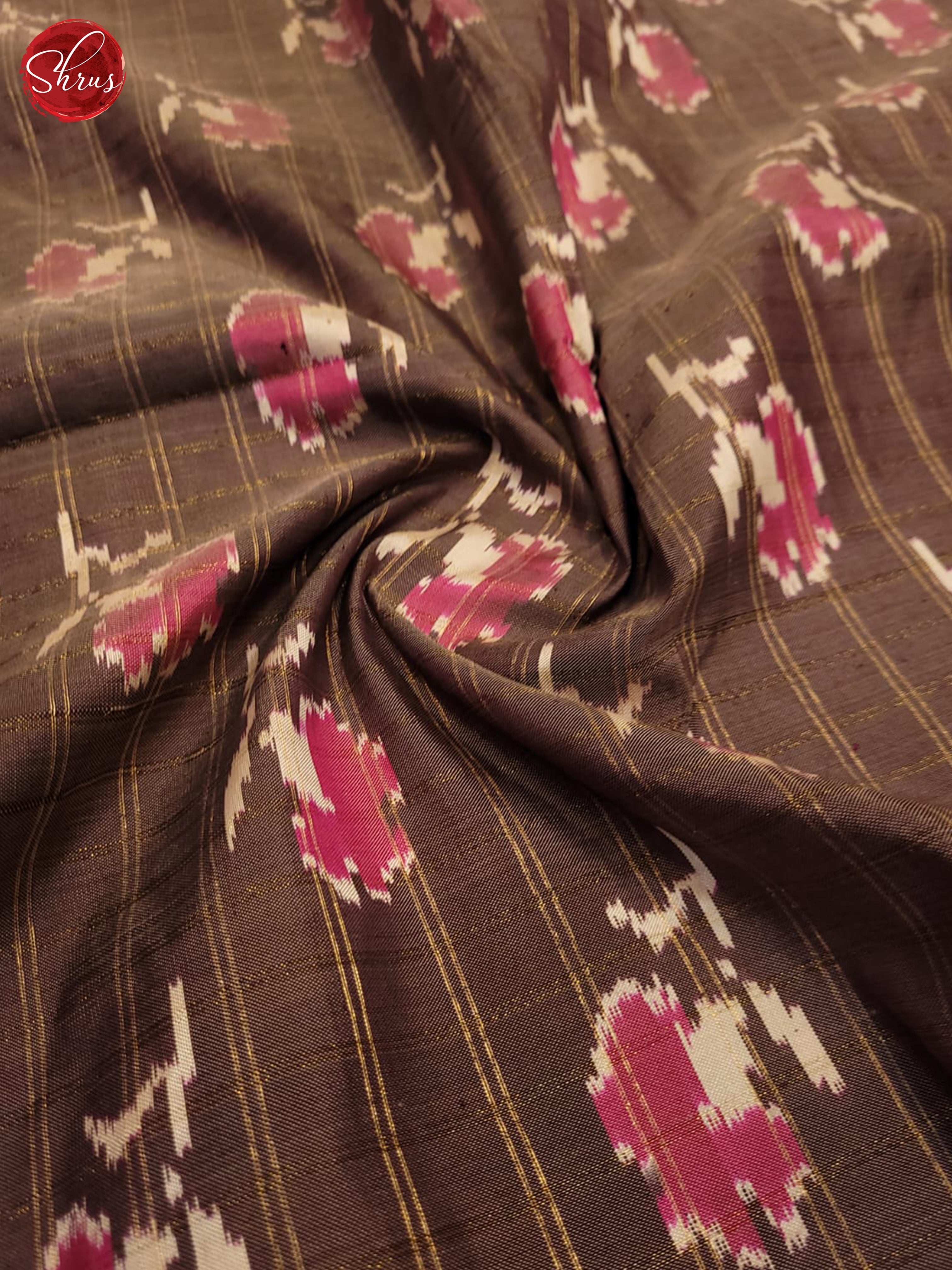 Brown and pink- Ikkat Silk Saree - Shop on ShrusEternity.com