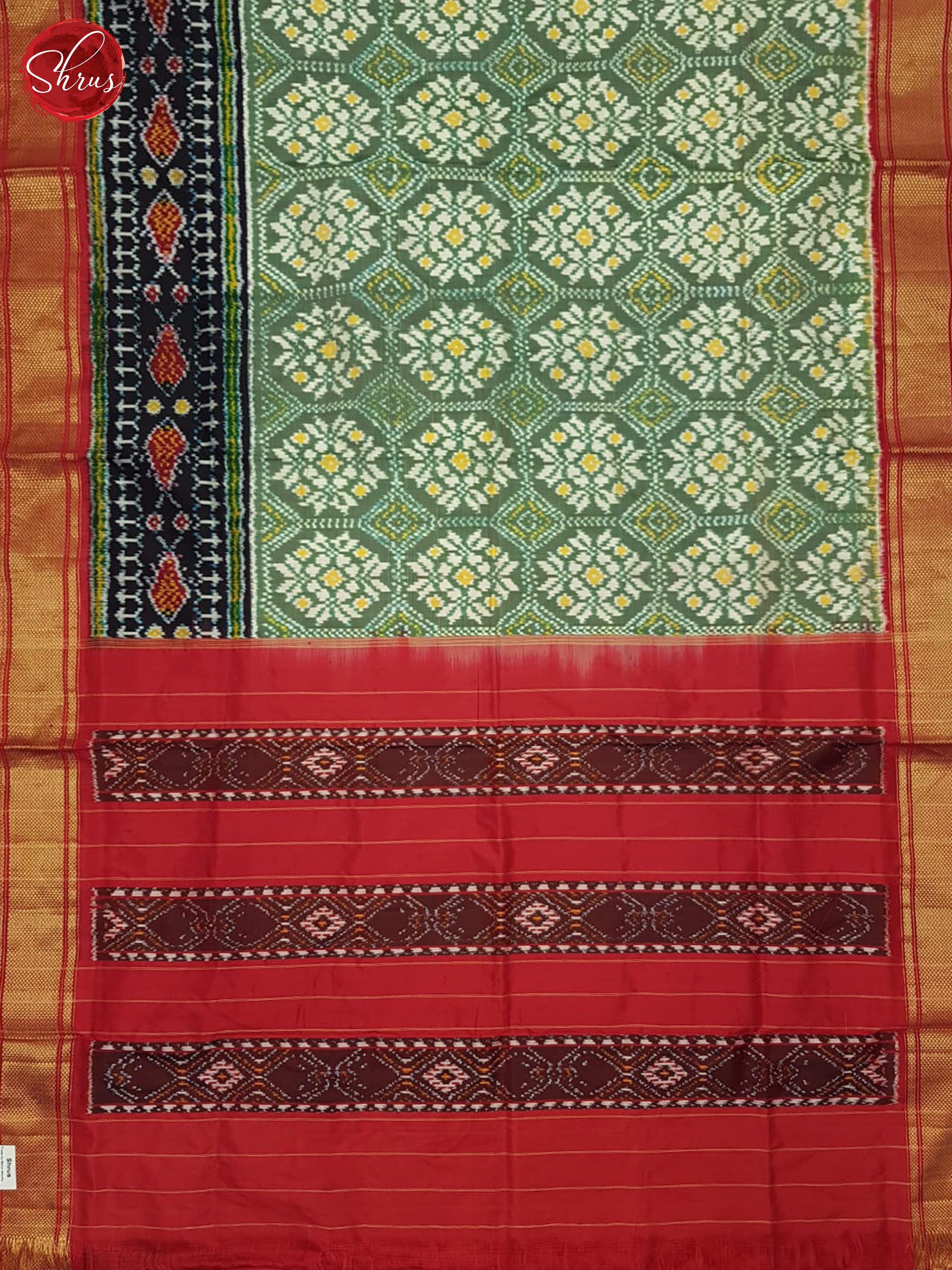 Green & Red - Ikkat Silk Saree - Shop on ShrusEternity.com