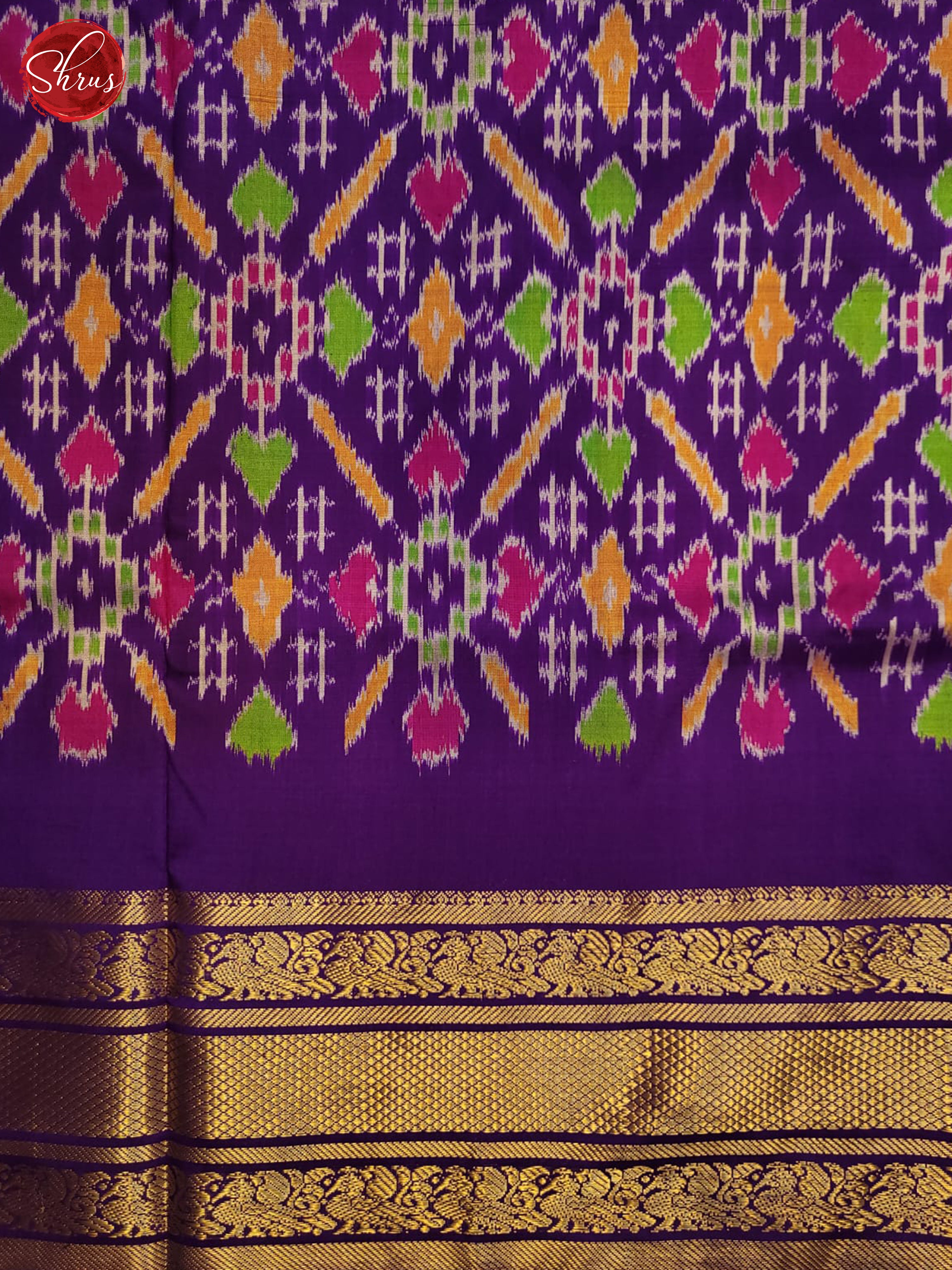 cream and violet- Ikkat Silk Saree - Shop on ShrusEternity.com