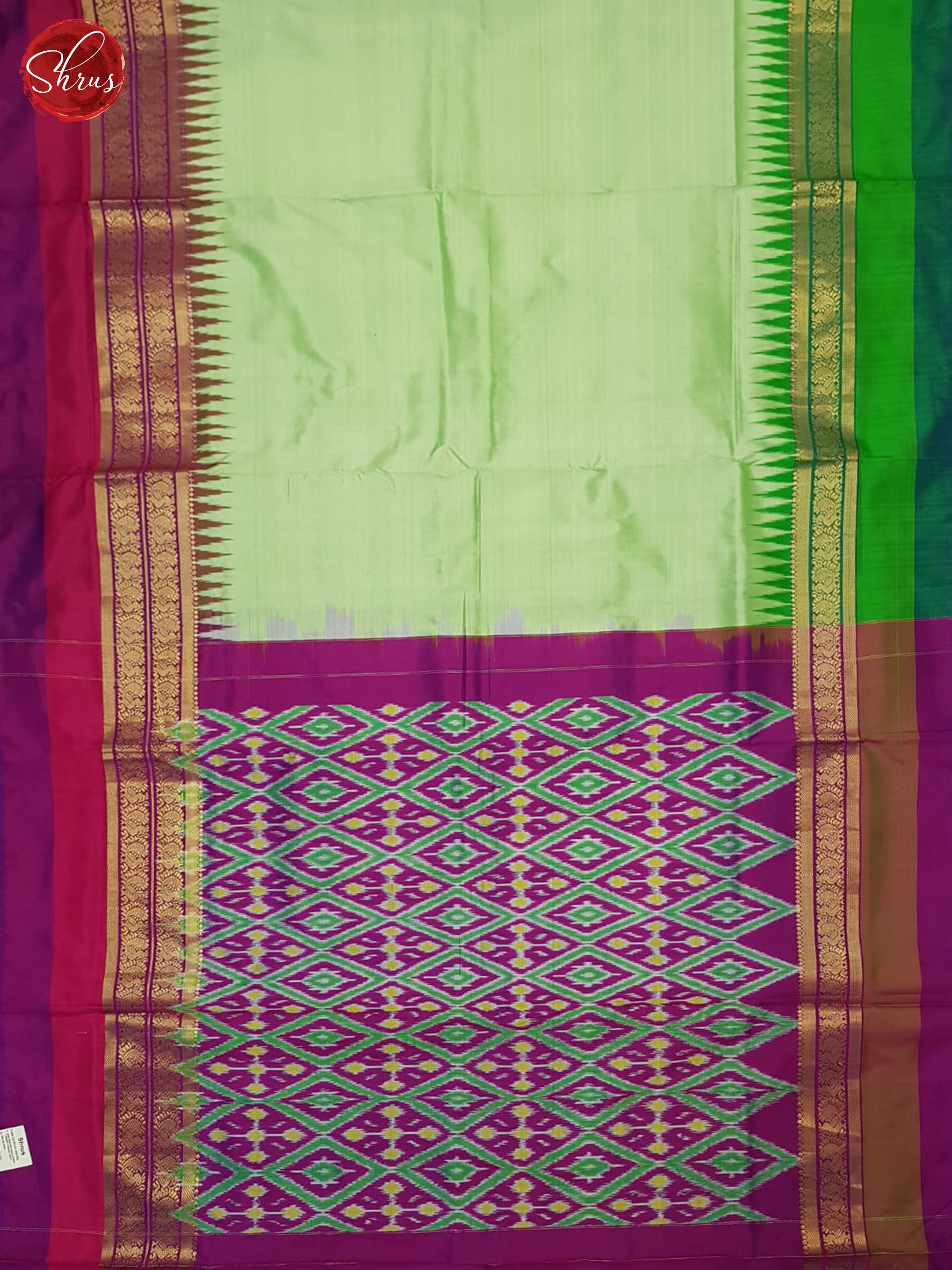 Pista Green & Purple - Ikkat Silk Saree - Shop on ShrusEternity.com