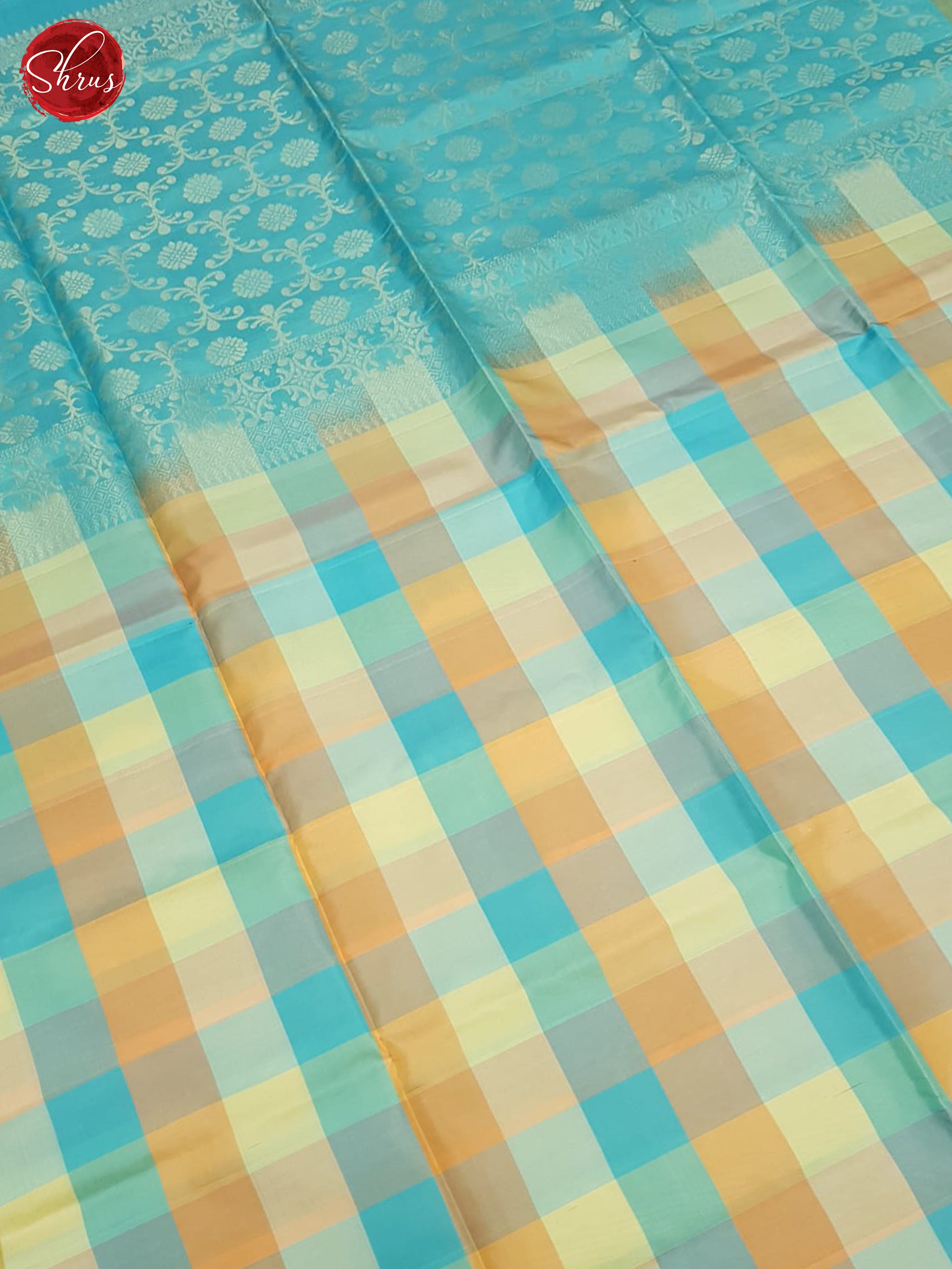 Blue & Peach- Soft Silk Saree - Shop on ShrusEternity.com