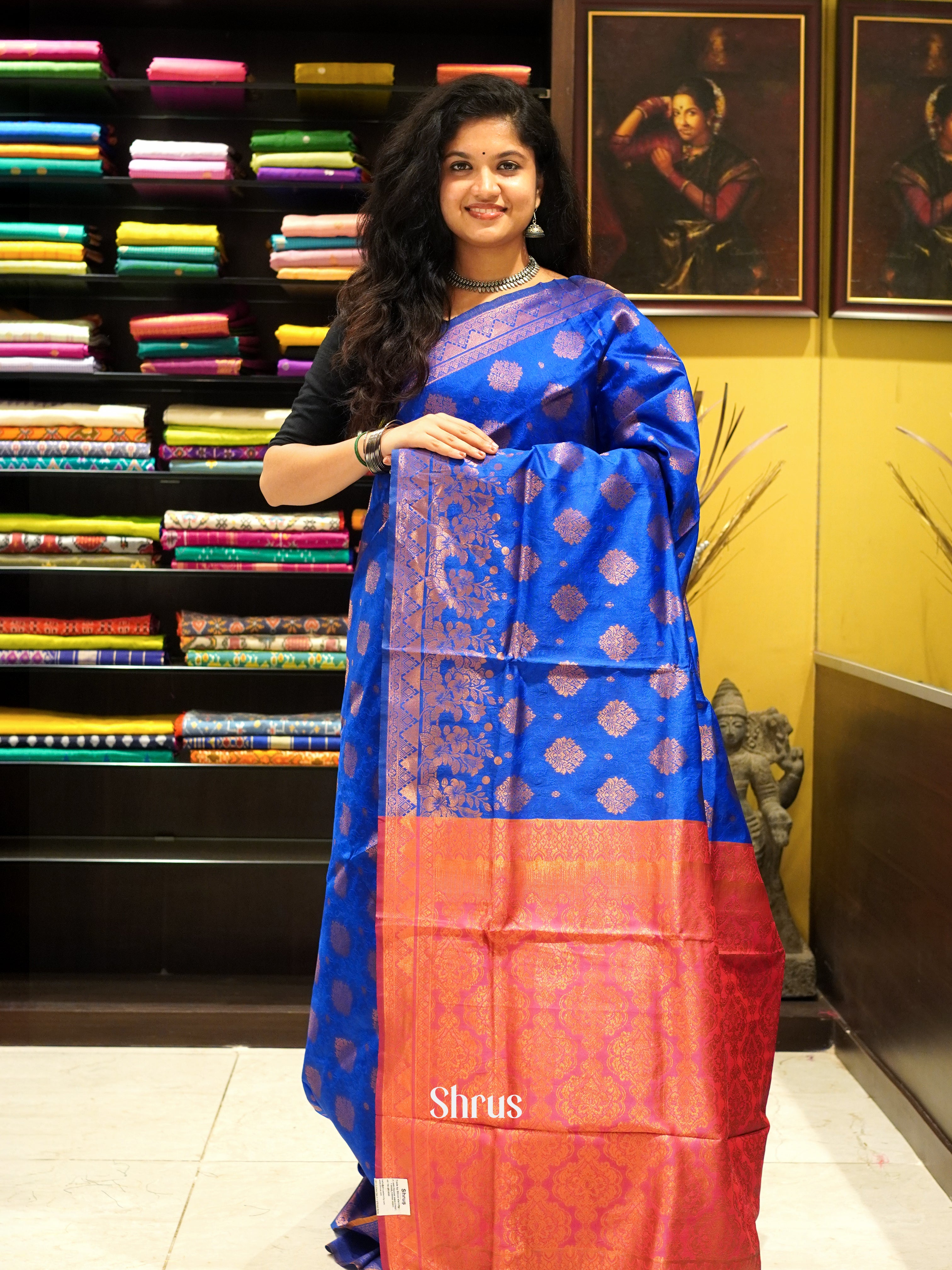 Blue & Pink - Semi Soft Silk Saree