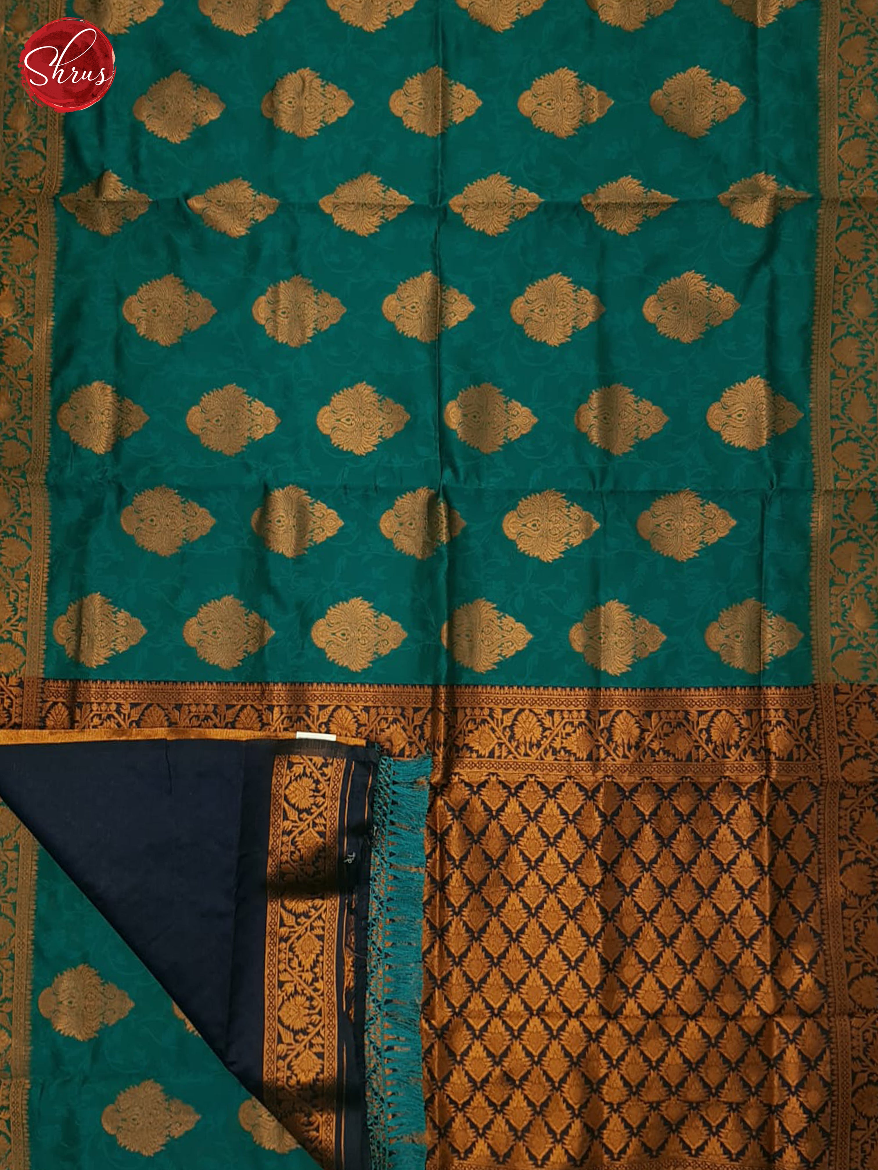 Peacock Neck & Blue - Semi Softsilk Saree - Shop on ShrusEternity.com