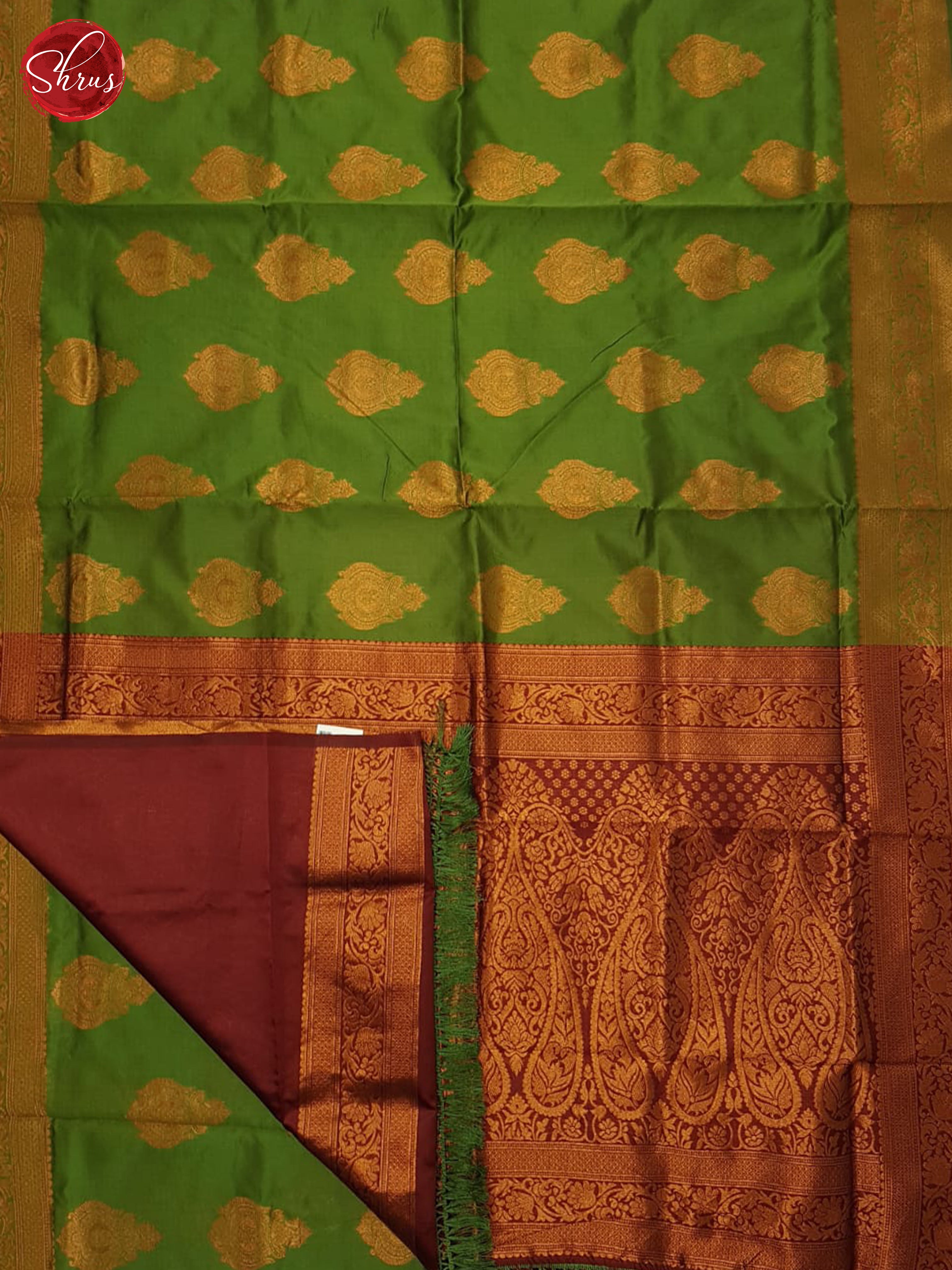 Green  & Arakku MAroon- Semi Softsilk Saree - Shop on ShrusEternity.com